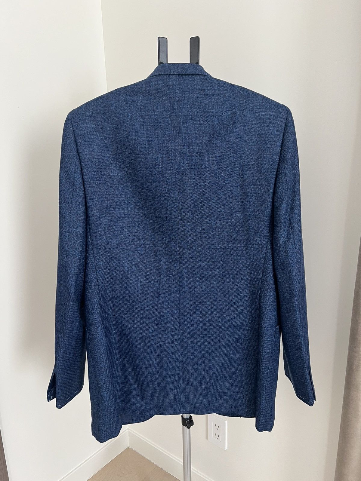 Brioni Brioni Mens 42L US / 52L IT Blue Textured Wool Blazer Jacket Size 42L - 4 Thumbnail