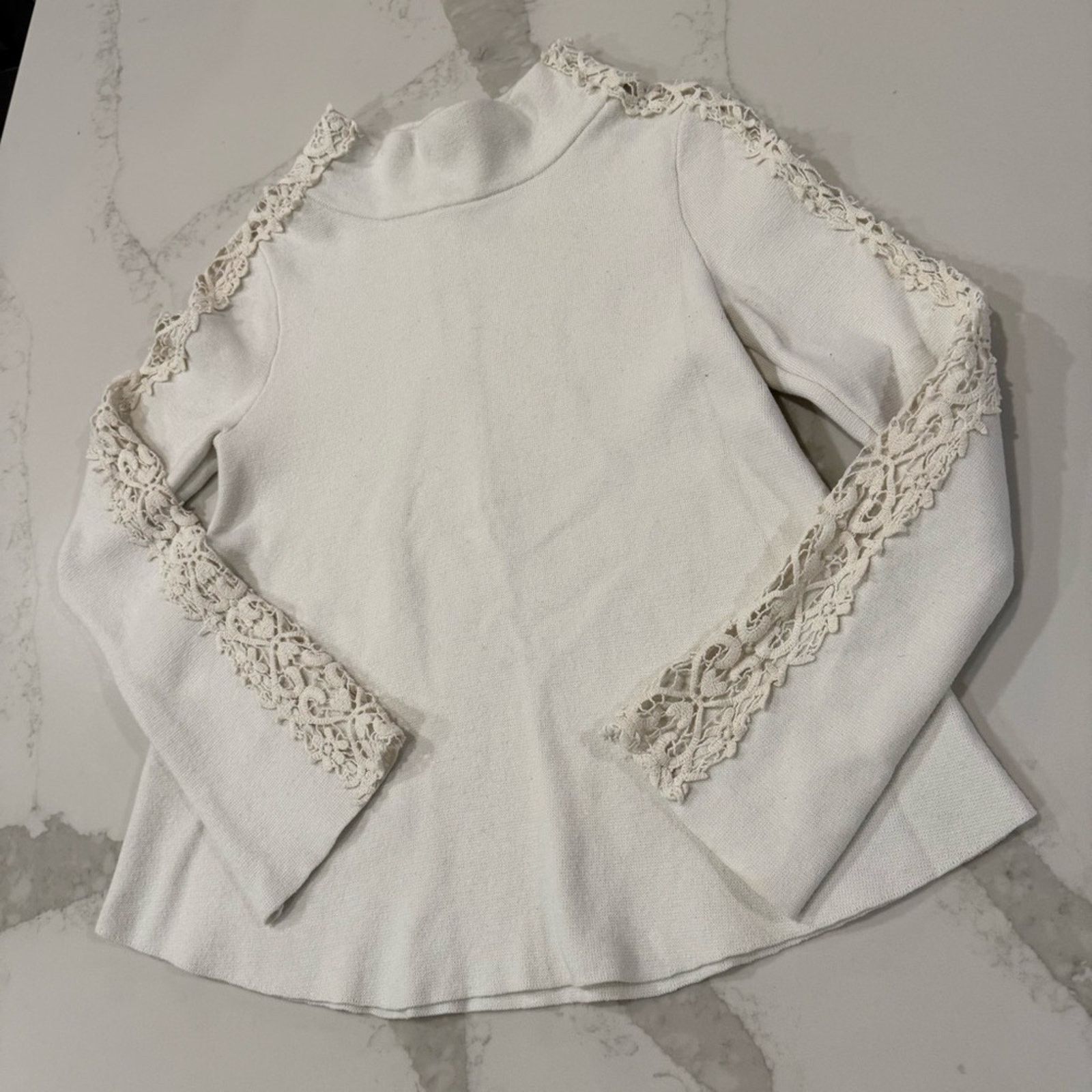 Anthropologie Knitted & Knotted Cashmere Blend Crochet Sweater Women Small Size S / US 4 / IT 40 - 4 Thumbnail