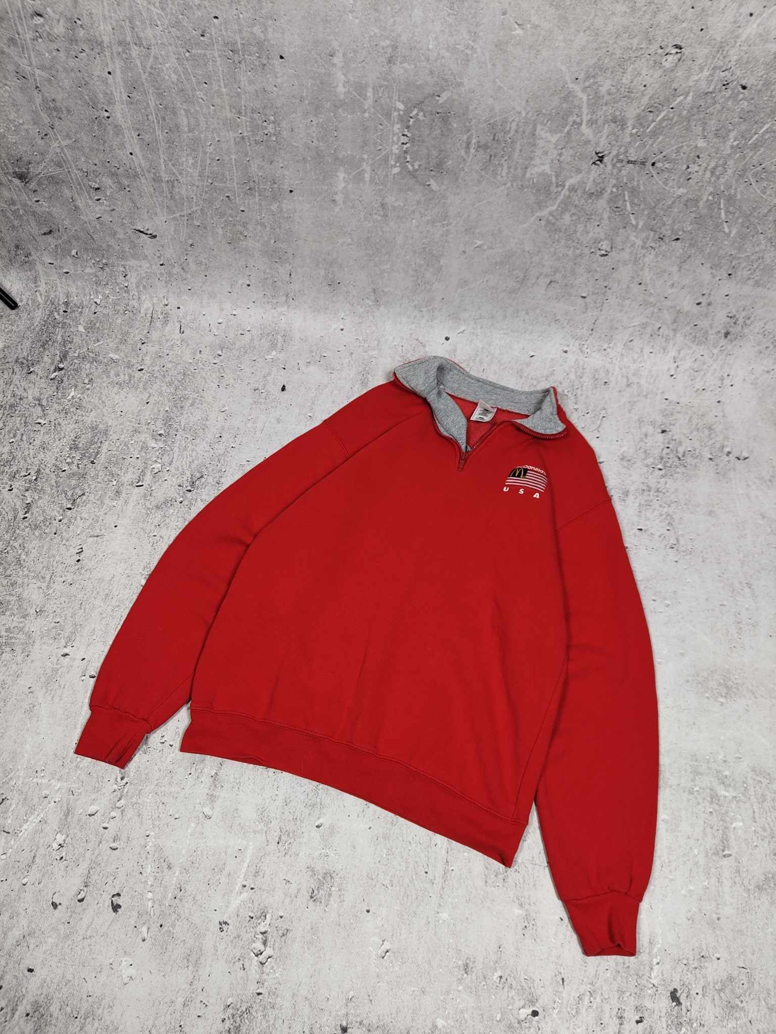 Fruit Of The Loom × Vintage 90s Vintage McDonald's Quarter Zip Sweatshirt promo Size US L / EU 52-54 / 3 - 1 Thumbnail