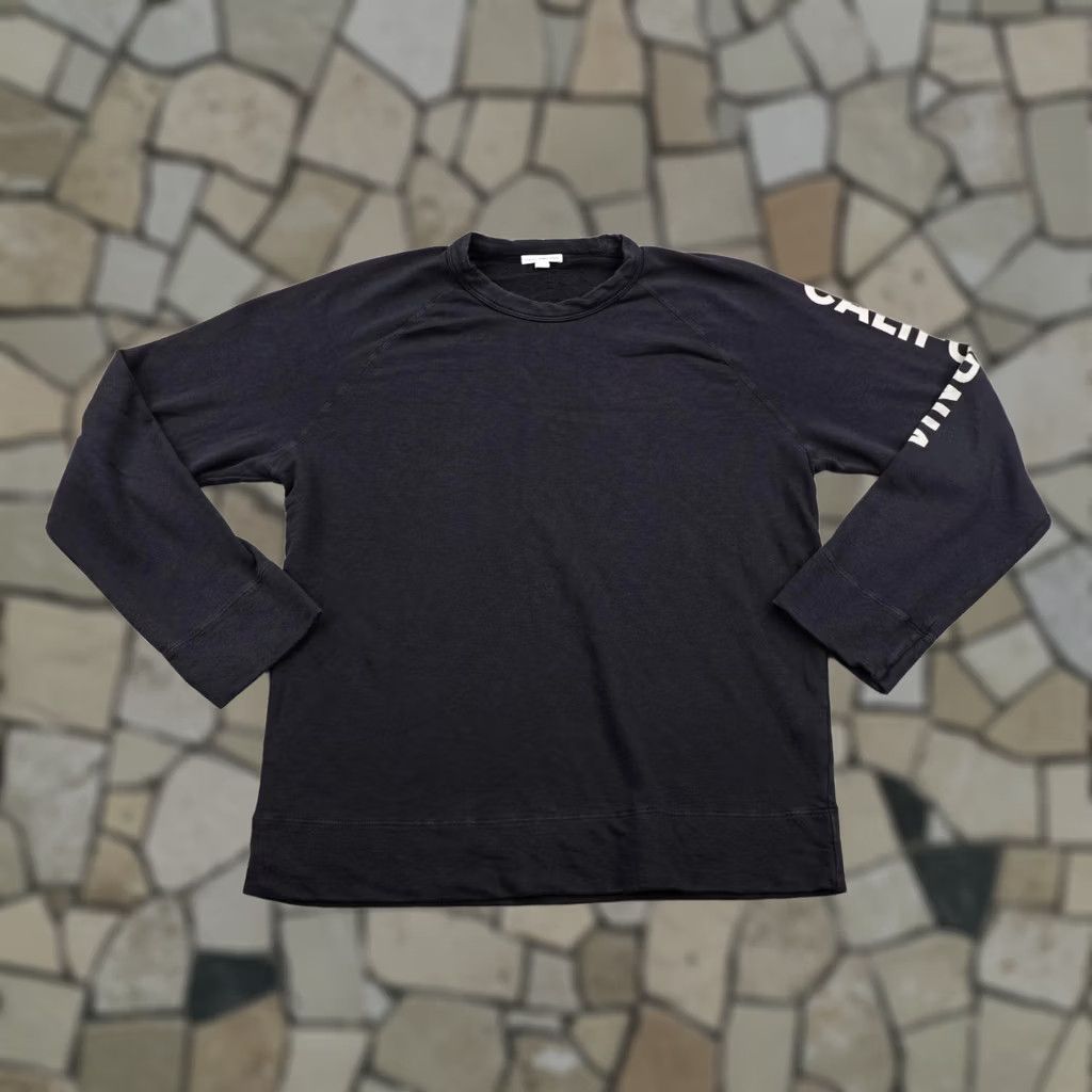 James Perse Sweater Mens M Black Crew Neck Pullover Cotton Fleece 2 French Terry California Long Sleeve Casual Travel