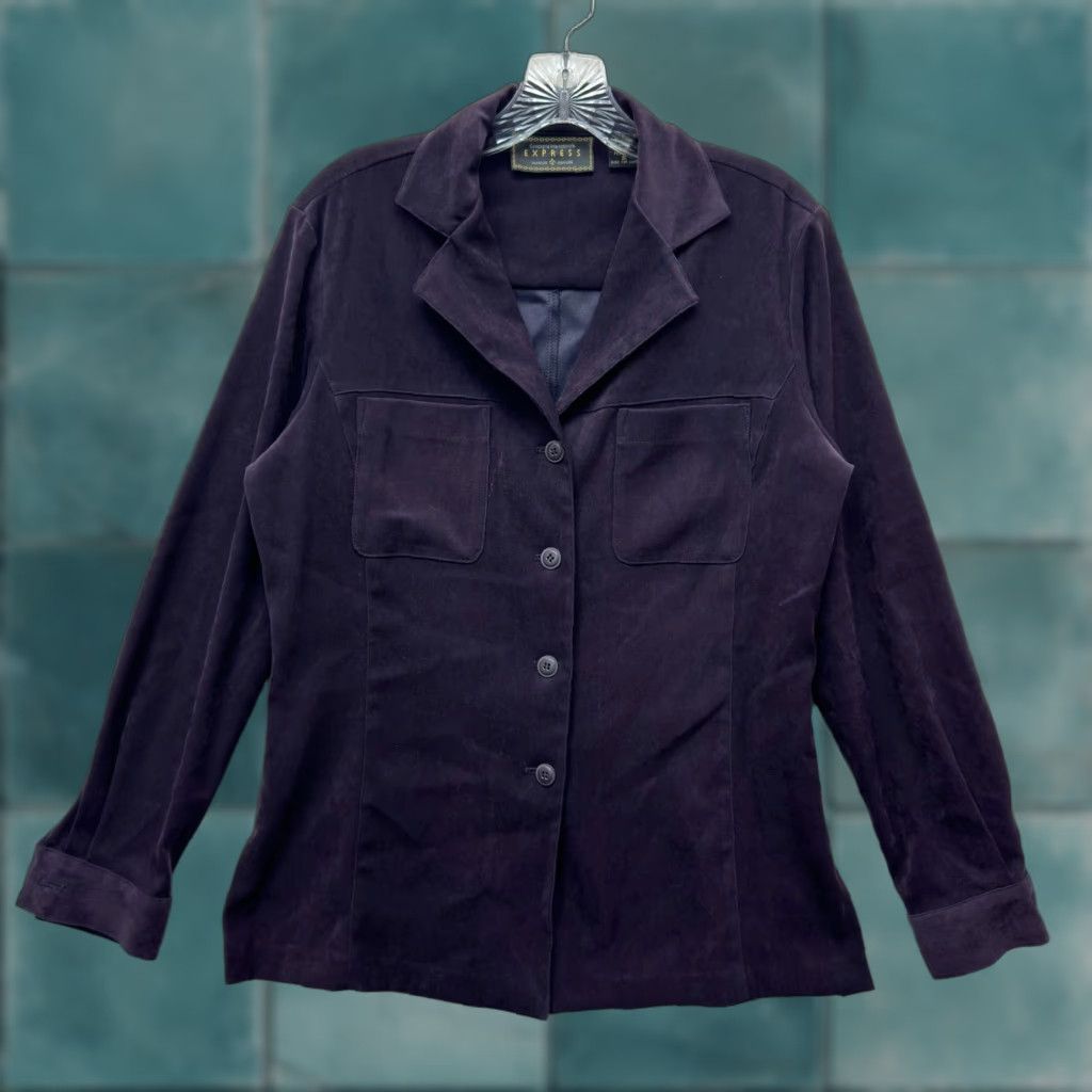 Express VINTAGE Express Shirt Womens 90s Purple Button Up Faux Suede M Size M / US 6-8 / IT 42-44 - 1 Thumbnail