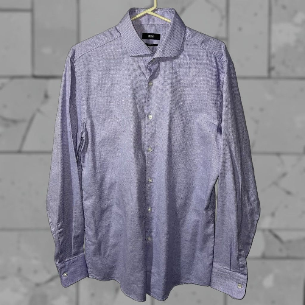 Hugo Boss HUGO BOSS Sharp Fit Long Sleeve Dress Shirt Men's Blue Size 16.5 Size 42R - 1 Thumbnail