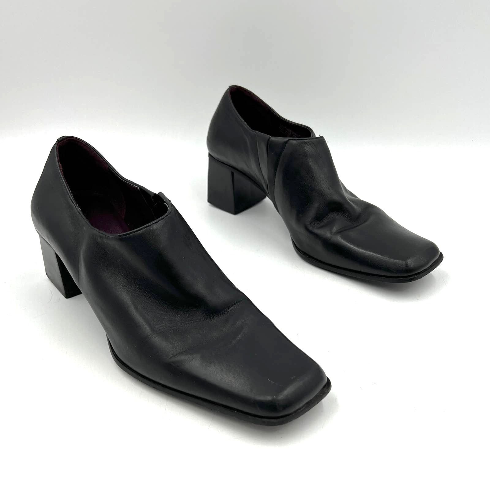 Nine West Vintage 90s Nine West Leather Pump Block Heel Square Toe Size US 8.5 / IT 38.5 - 1 Thumbnail
