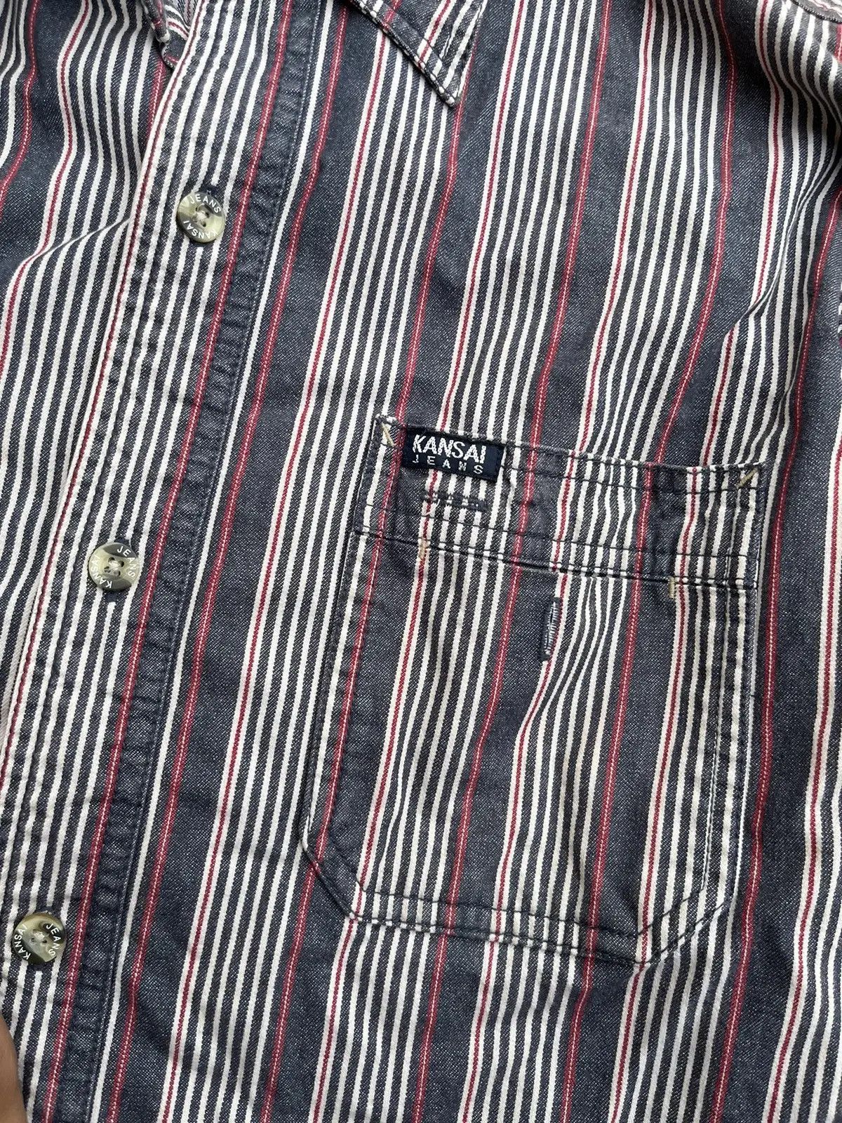 Kansai Yamamoto Vintage Kansai Yamamoto Striped Workshirt Japanese Size US S / EU 44-46 / 1 - 6 Thumbnail