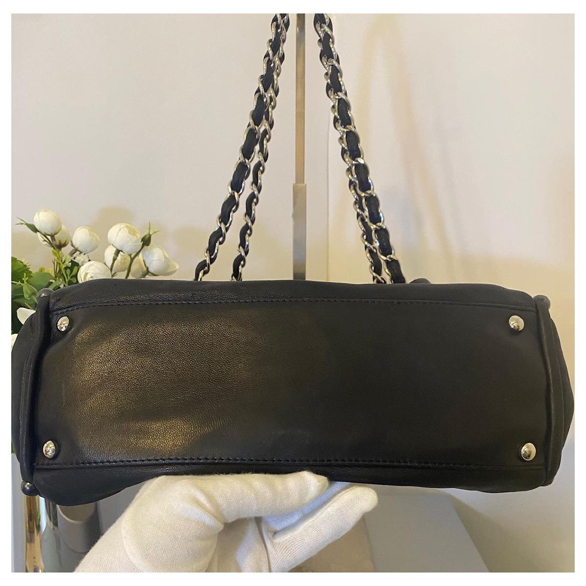Chanel Chanel Small Black Soft Lambskin Leather Pearl Bag Size ONE SIZE - 3 Thumbnail