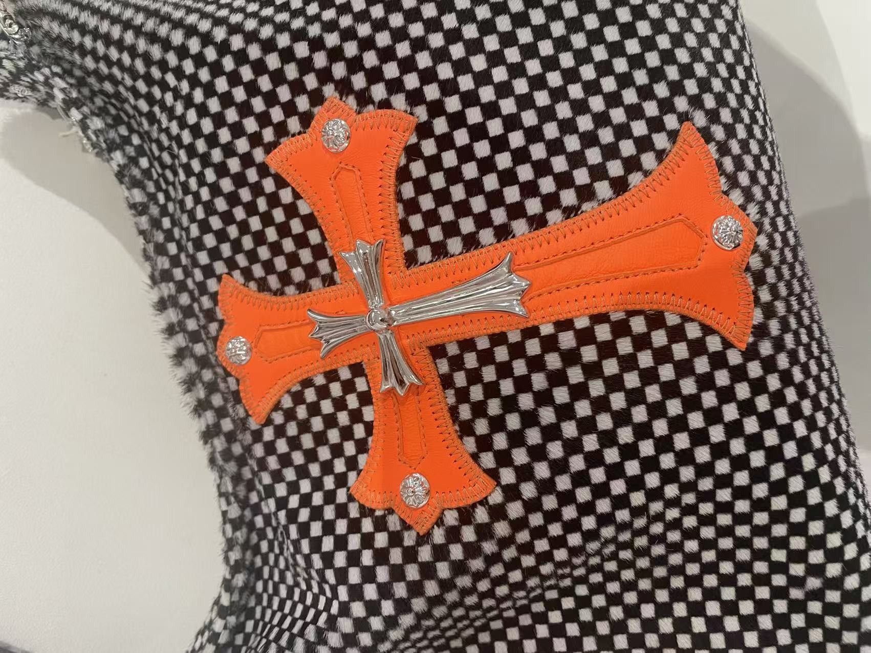 Chrome Hearts Chrome Hearts Cross Patch Pony Hair Checkerboard Lyon Bag Size ONE SIZE - 10 Thumbnail