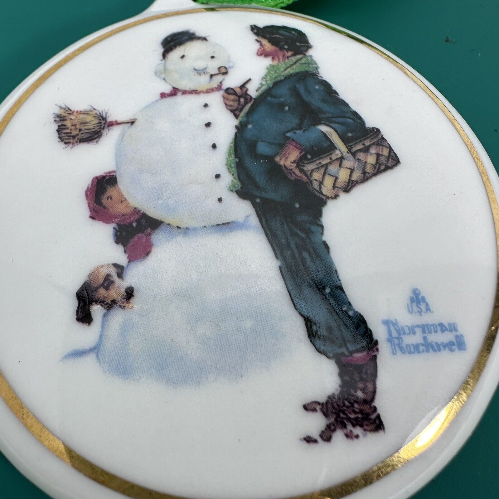 Other Norman Rockwell Ornament "Snow Sculpturing" Porcelain 1950 Size ONE SIZE - 6 Thumbnail