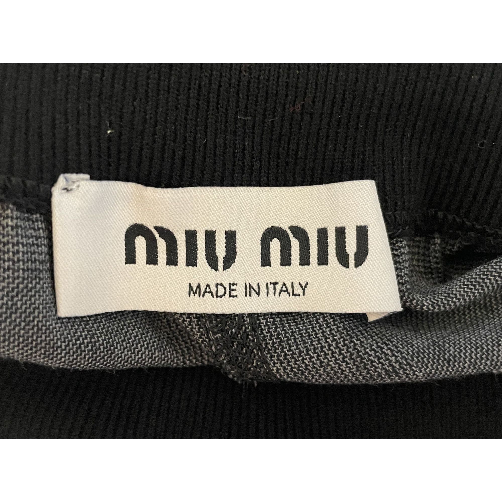 Miu Miu Miu Miu Gray Plaid Wool-Blend Elastic Waist Shorts For Women Size 36" / US 14 / IT 50 - 6 Thumbnail