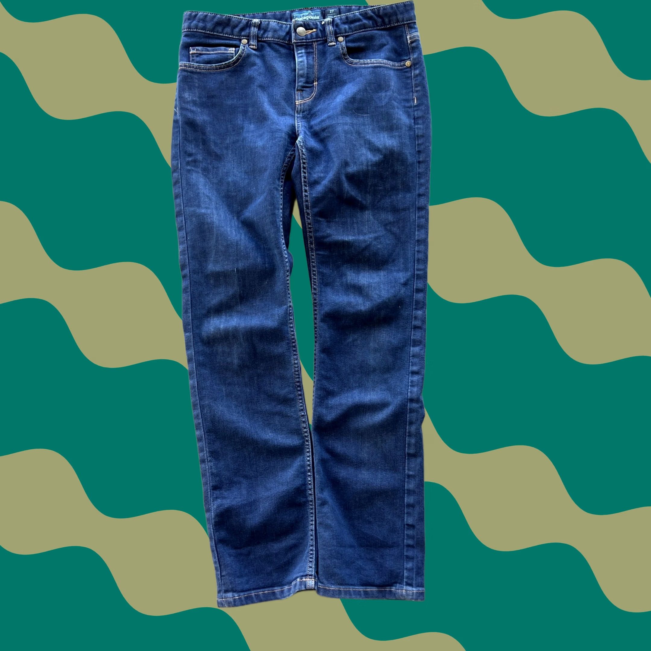 Patagonia VINTAGE Patagonia Jeans Womens 27 Mid Rise Dark Wash Blue Denim Straight Leg 5-Pocket Design Mens Womens Girls Size 27" / US 4 / IT 40 - 1 Thumbnail