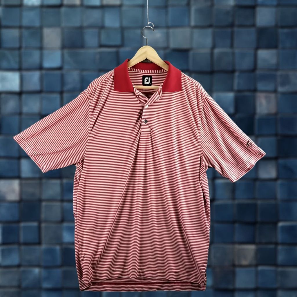 Footjoy FootJoy Golf Polo Shirt M Red White Striped ProDry Performance Firerock CC Shirt Mens Polo Size US M / EU 48-50 / 2 - 1 Thumbnail