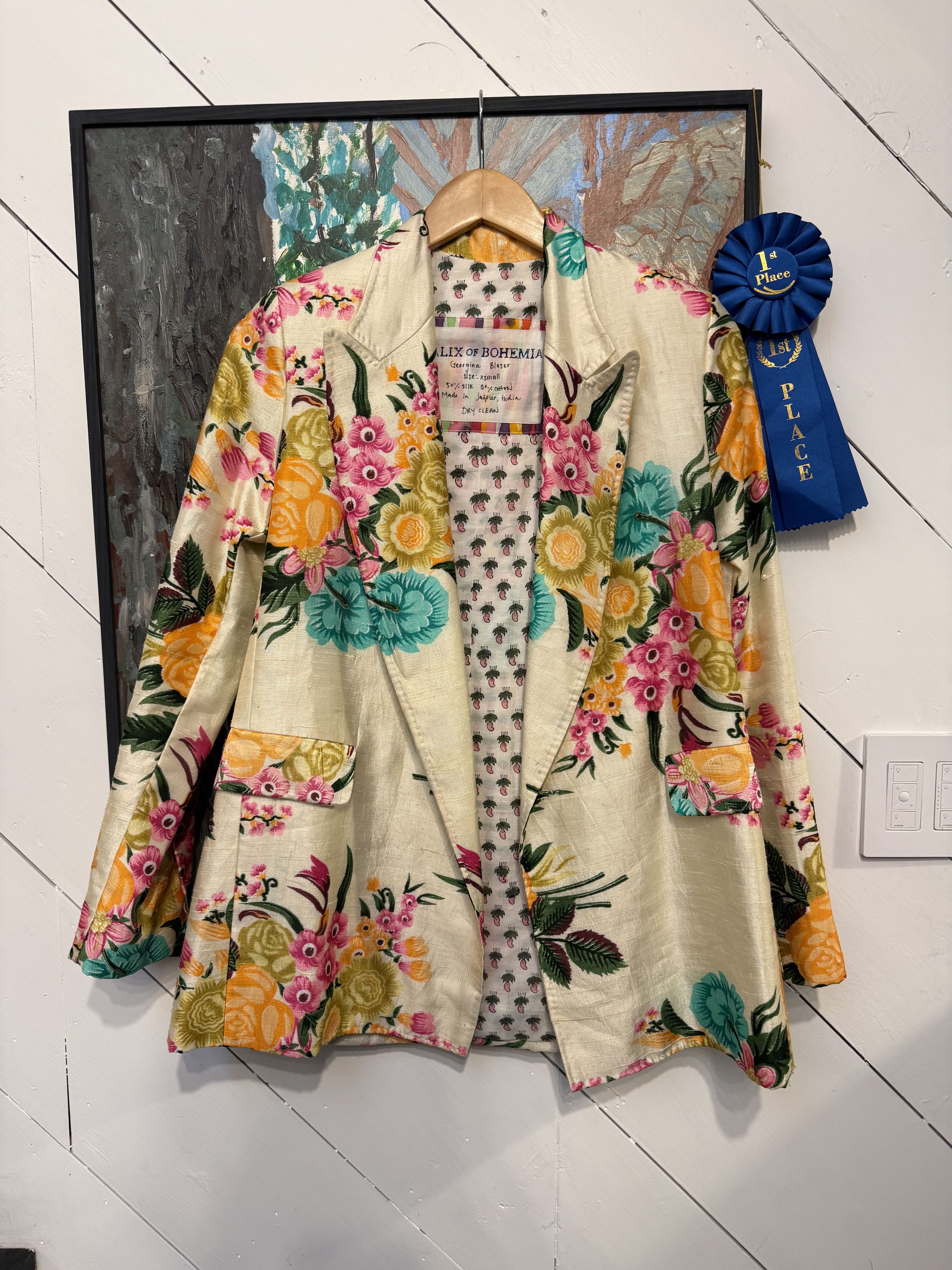 Alix Of Bohemia Acid Floral Blazer Jaipur Silk Medium Size XS / US 0-2 / IT 36-38 - 1 Thumbnail