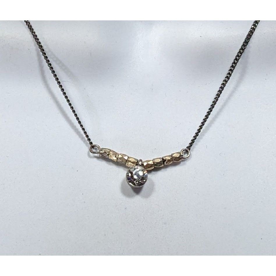 Other Minimalist Brutalist Silver And Gold Tone Rhinestone Pendant Size ONE SIZE - 4 Thumbnail