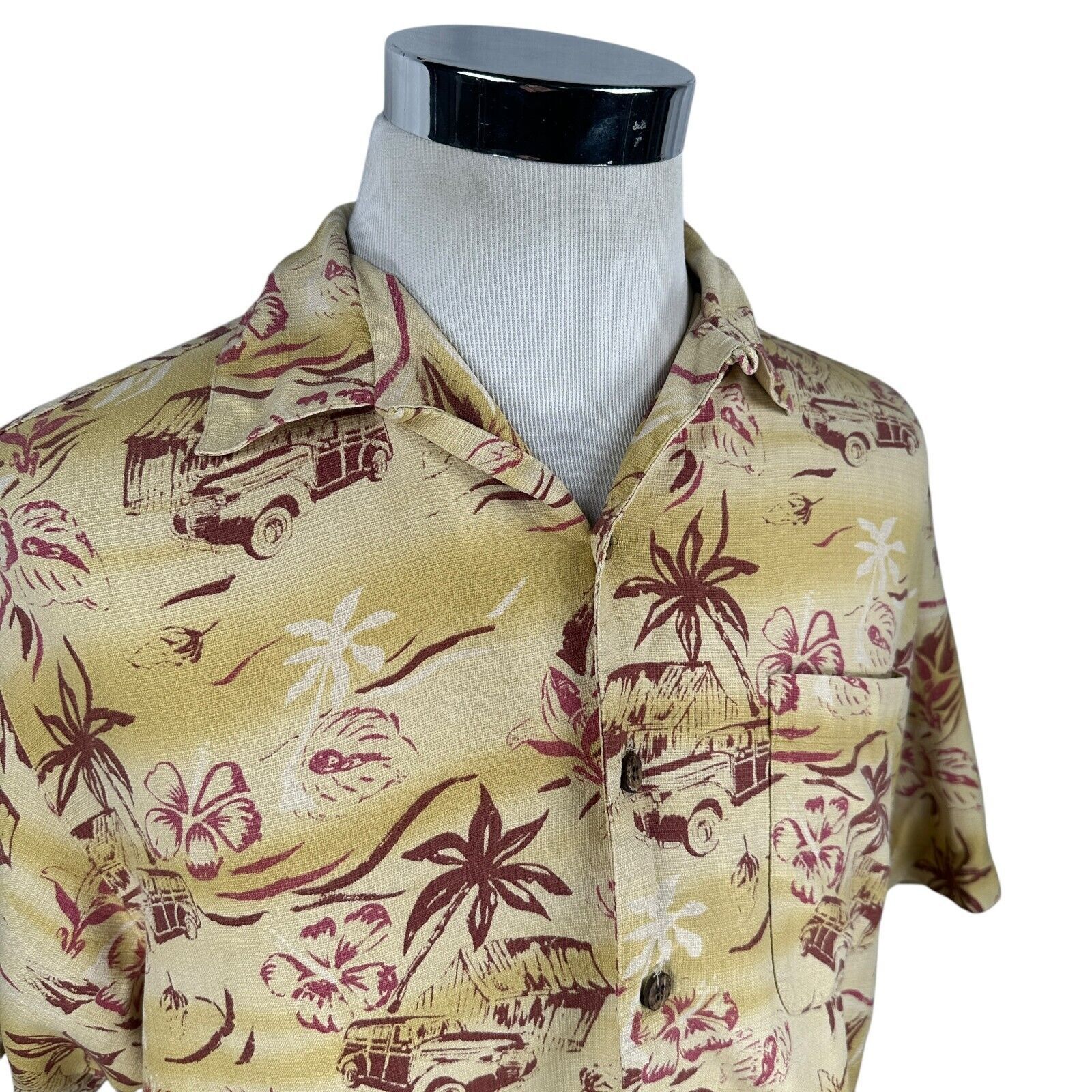 Tommy Bahama Tommy Bahama Hawaiian Shirt Mens Medium Beige Short Sleeve Size US M / EU 48-50 / 2 - 2 Thumbnail
