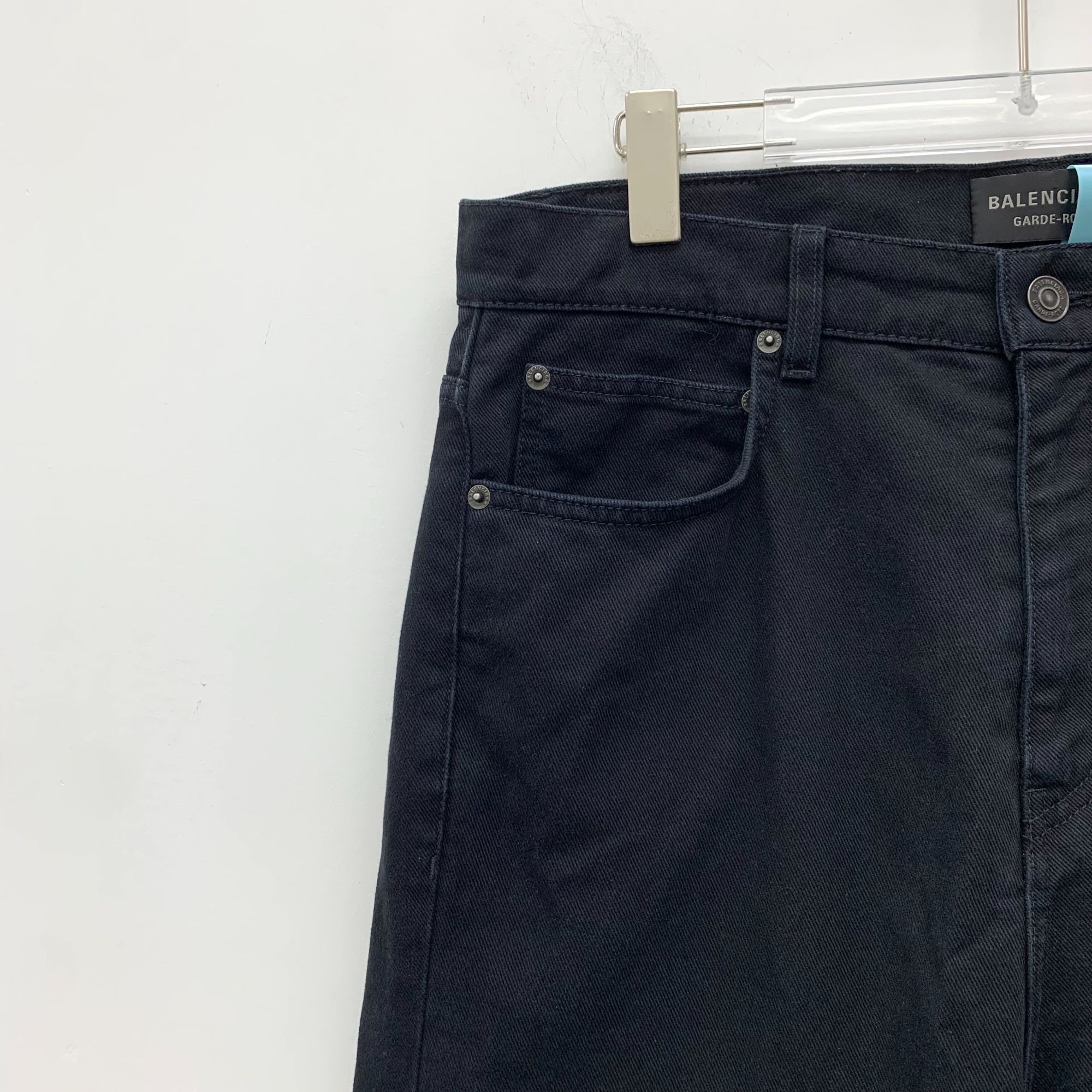 Balenciaga BALENCIAGA GARDE-ROBE Black Wide Leg Cotton Denim Trousers M Size US 31 - 7 Thumbnail