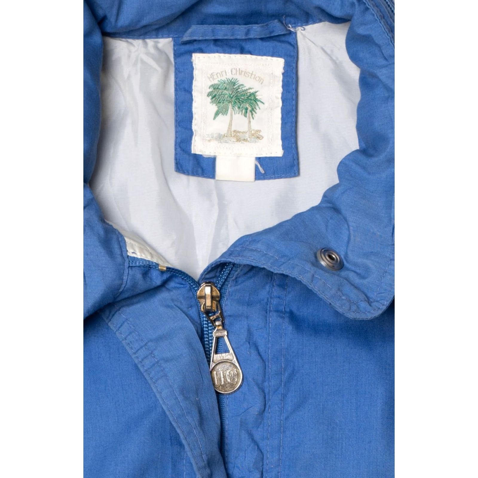 Vintage VINTAGE Henri Christian Large Blue Lightweight Jacket Mens with Concealed Hood Size US L / EU 52-54 / 3 - 6 Thumbnail