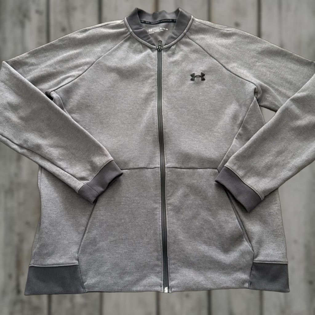 Under Armour Under Armour UA Double Knit Bomber Jacket Mens XL Gray Zip Full Zip Pockets Breathable Athletic Fit 1347272 Size US XL / EU 56 / 4 - 1 Thumbnail