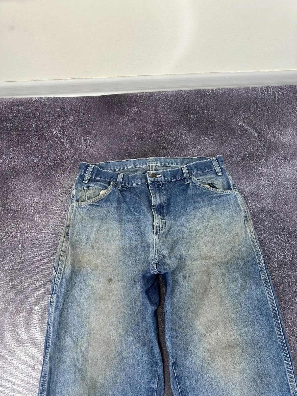Dickies × Vintage Vintage 90s Dickies Faded Blue Denim Work Baggy Jeans Size US 34 / EU 50 - 12 Thumbnail