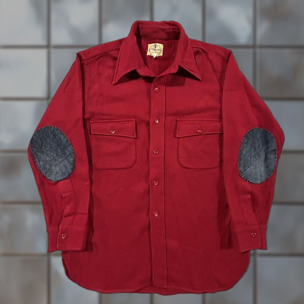 Vintage VINTAGE Pilgrim Shirt Mens Large Wool Twill Red Elbow Patch 50s USA Button-Up Size US L / EU 52-54 / 3 - 1 Thumbnail