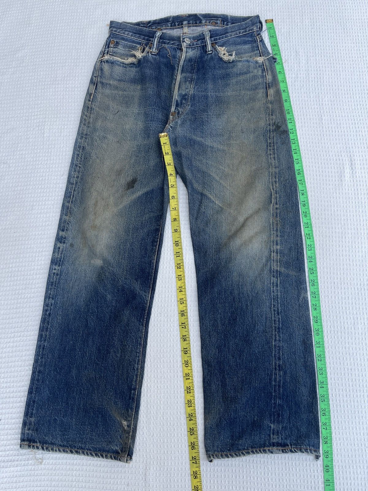 Denime Rare🔥Vintage DENIME Japan Slevedge Distressed Jeans Size US 30 / EU 46 - 16 Thumbnail