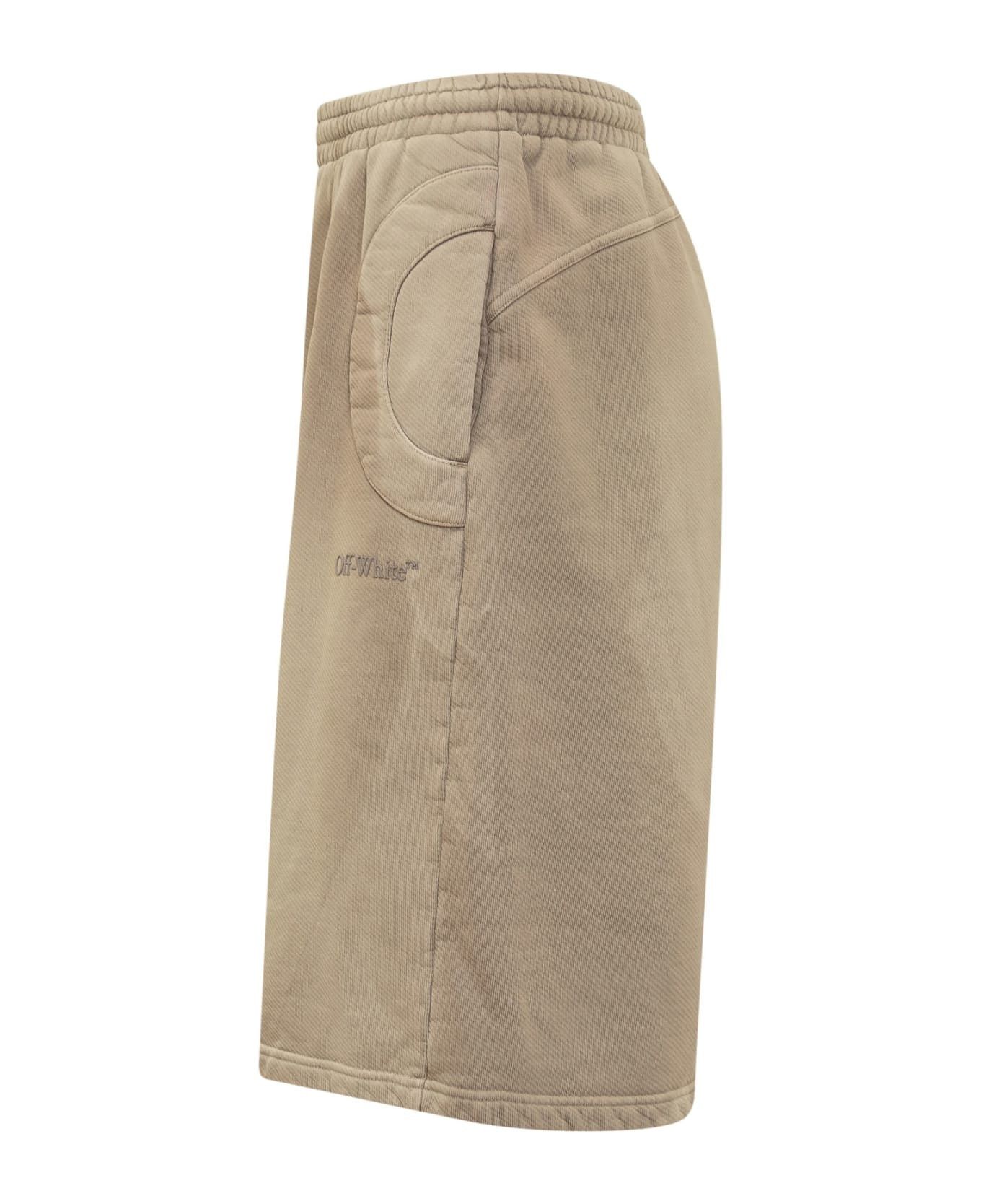 Off-White o1gr1nt0425 Laundry Circle Sweat Short in Beige Size US 32 / EU 48 - 3 Thumbnail