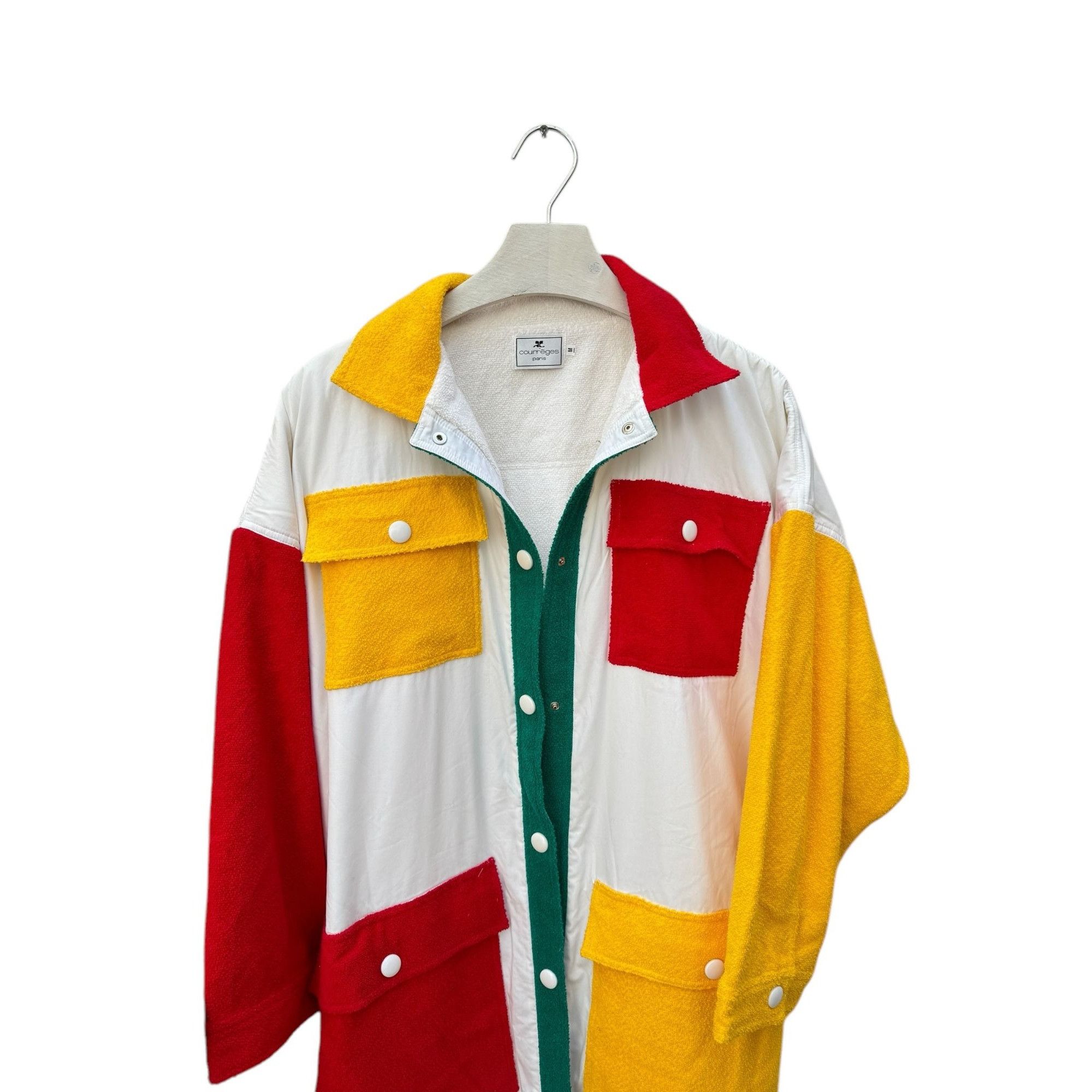 Courreges 1970s Multicolor Long Cotton Coat Size M / US 6-8 / IT 42-44 - 2 Thumbnail