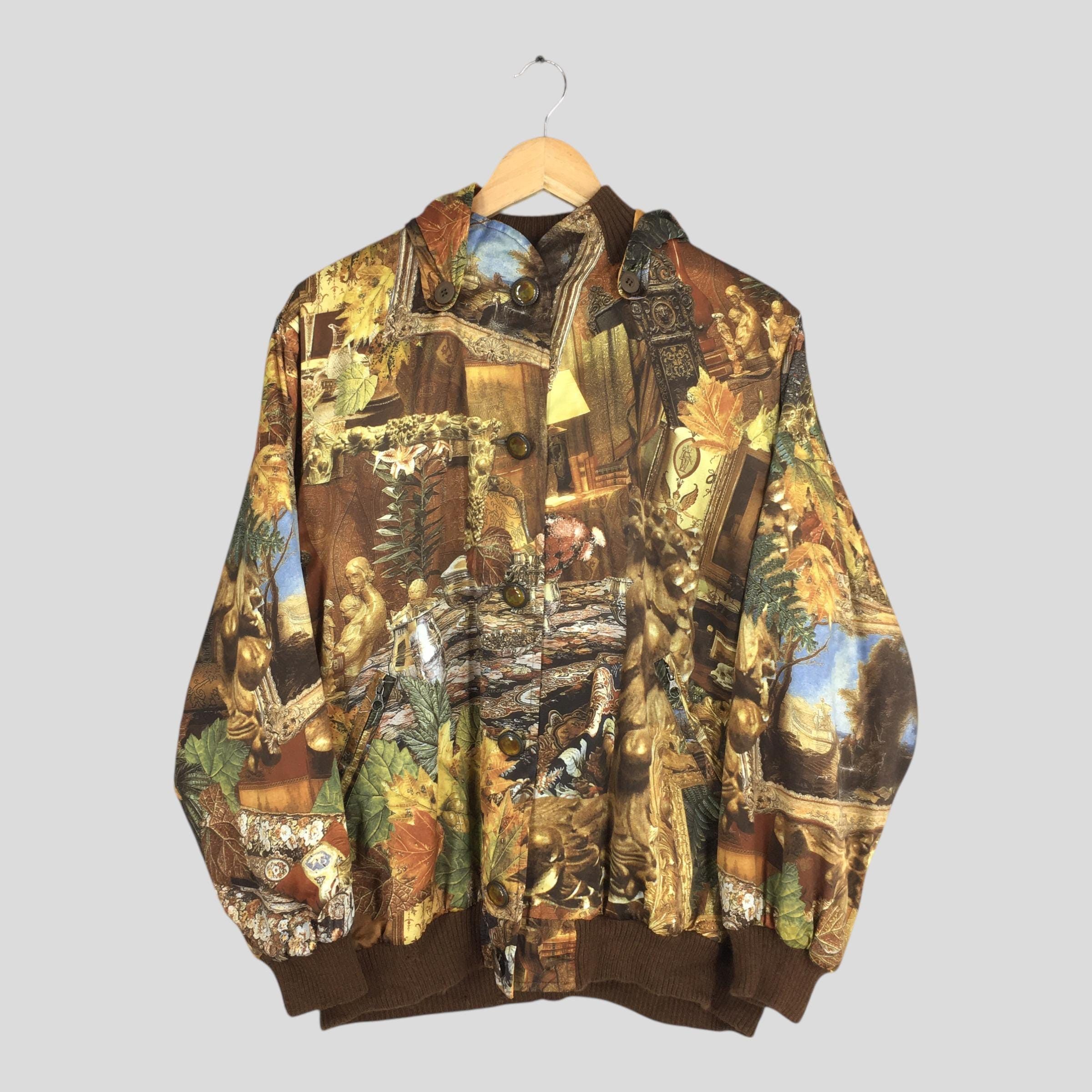 Hermes Vintage 1990s Royalty Baroque Silk Hoodie Jacket Large | Grailed