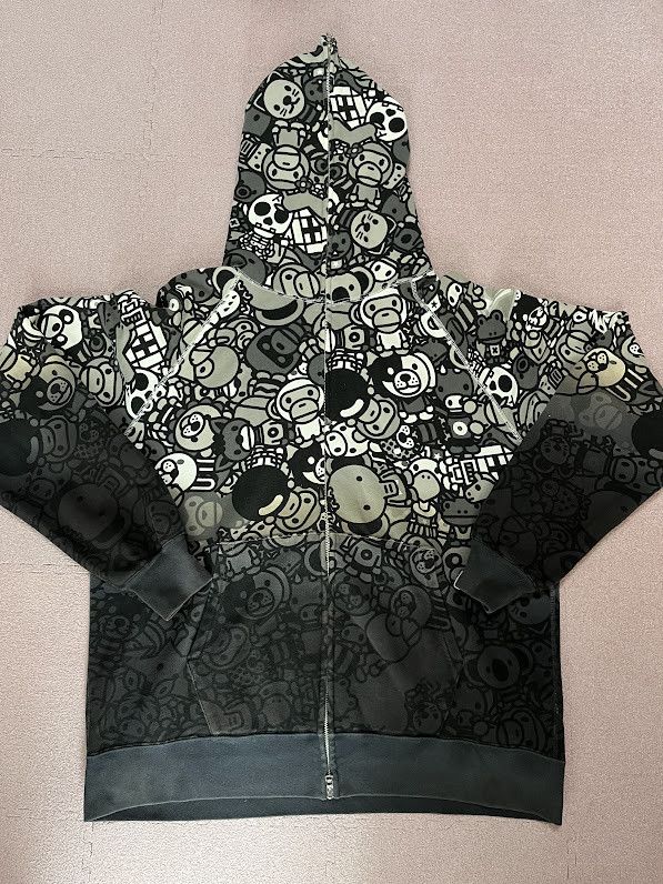 image of Og Vintage Nigo Bape Gradation Animal Safari Milo Zip Hoodie in Black, Men's (Size 2XL)