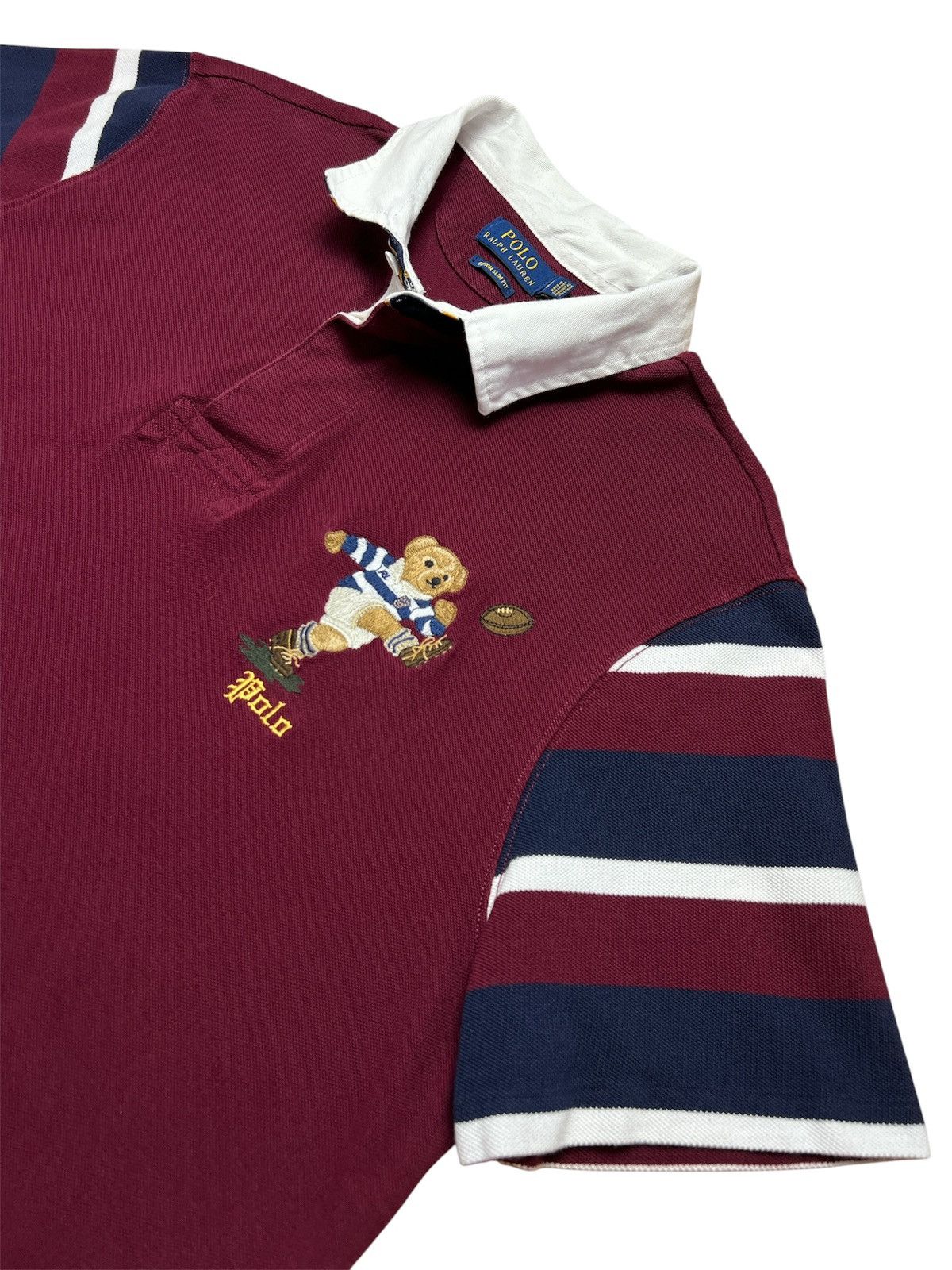 Polo Ralph Lauren Polo Ralph Lauren Bear Kicking Ball Rugby Football T-shirt Size US L / EU 52-54 / 3 - 2 Thumbnail