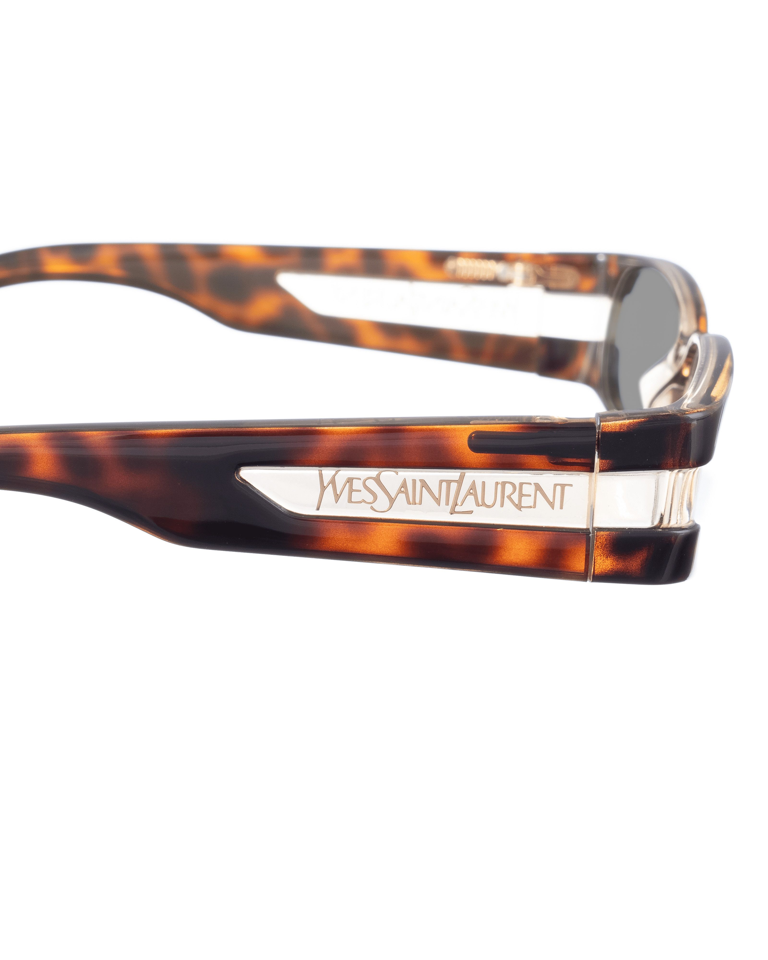 Yves Saint Laurent Yves Saint Laurent 00s Brown Havana and Clear Sunglasses Size ONE SIZE - 2 Thumbnail