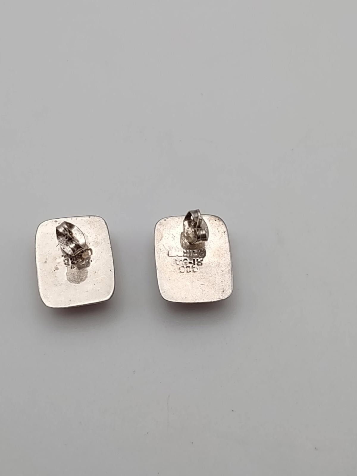 Sterling Silver Vintage Mexico 925 Sterling Blue Stone Stud Earrings Size ONE SIZE - 4 Thumbnail
