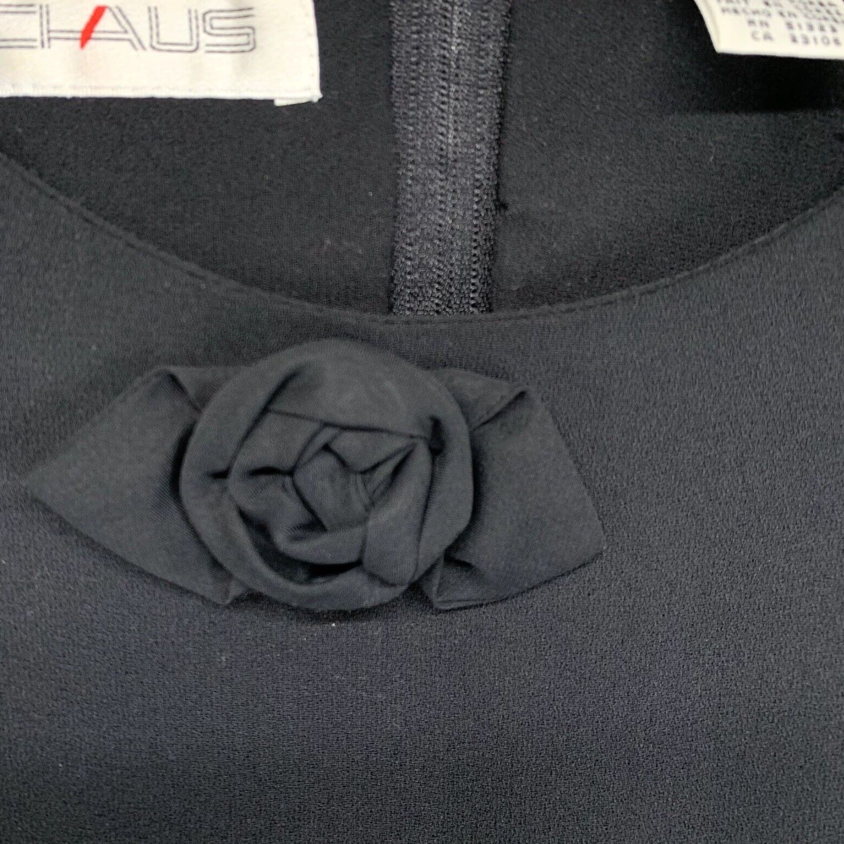 Vintage Vintage Chaus Black Dress 3 Flower Neckline Gothic Whimsical LBD Size 12 Size XL / US 12-14 / IT 48-50 - 6 Thumbnail