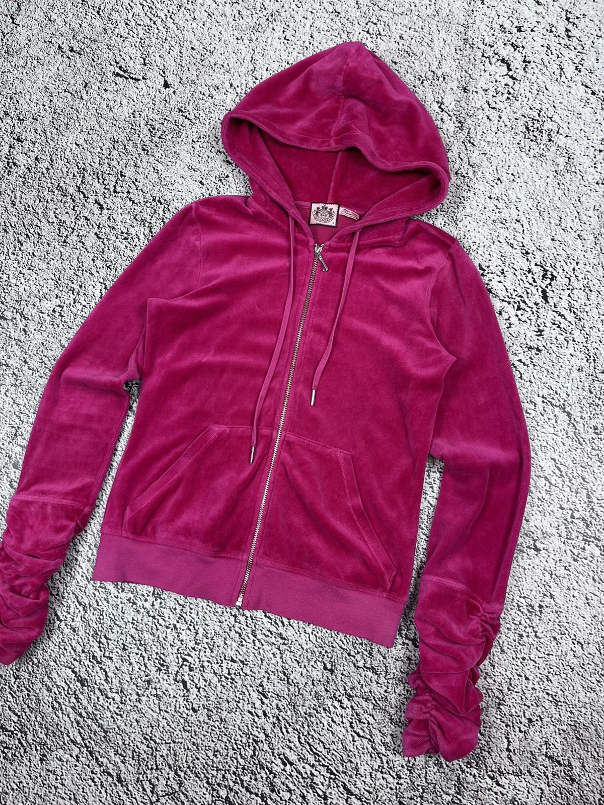 Juicy Couture Vintage Juicy Couture Y2K Glam Velour Pink Zip Up Hoodie Size M / US 6-8 / IT 42-44 - 4 Thumbnail