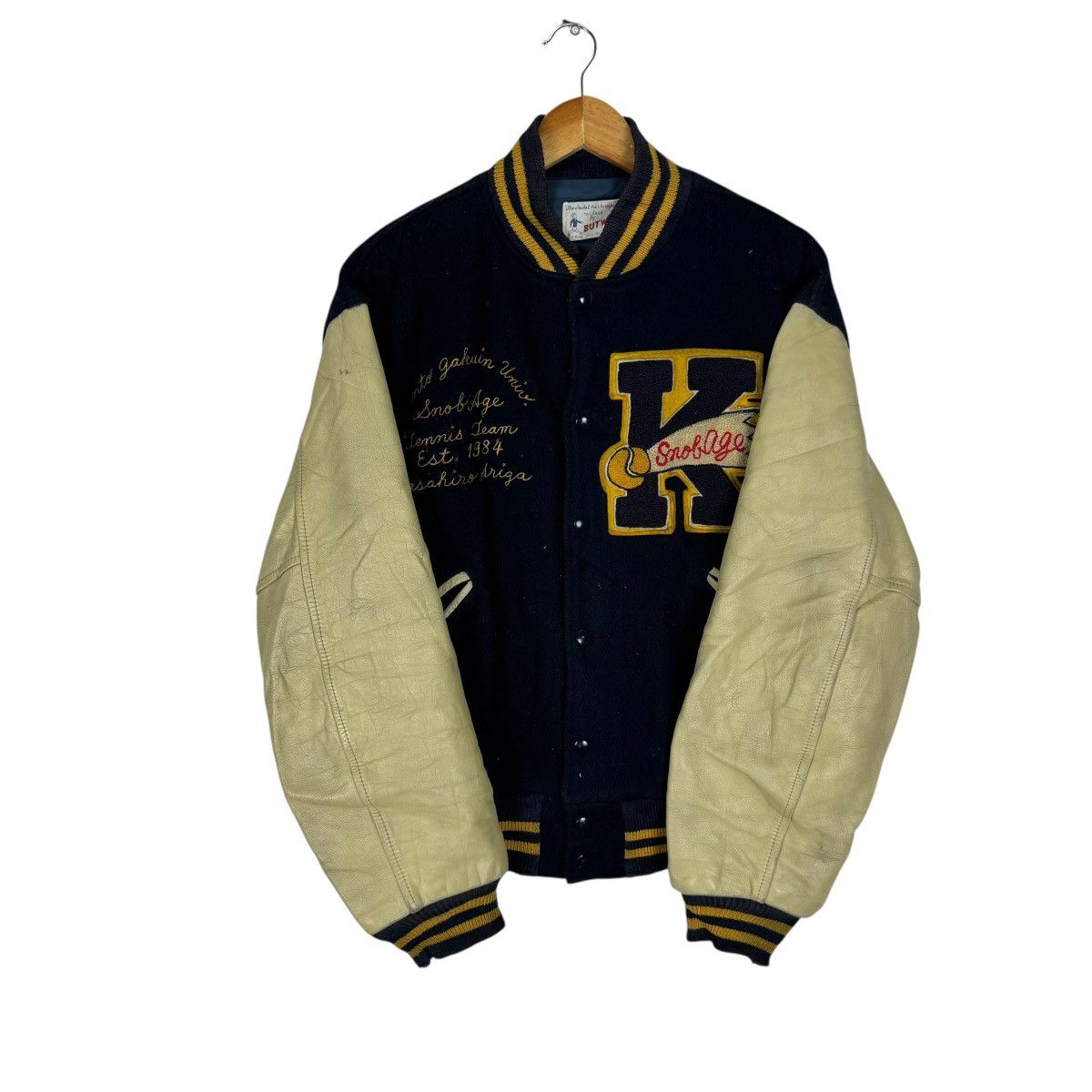 Vintage 🌟80s BUTWIN TENNIS CLUB LEATHER VARSITY JACKET Size US M / EU 48-50 / 2 - 5 Thumbnail