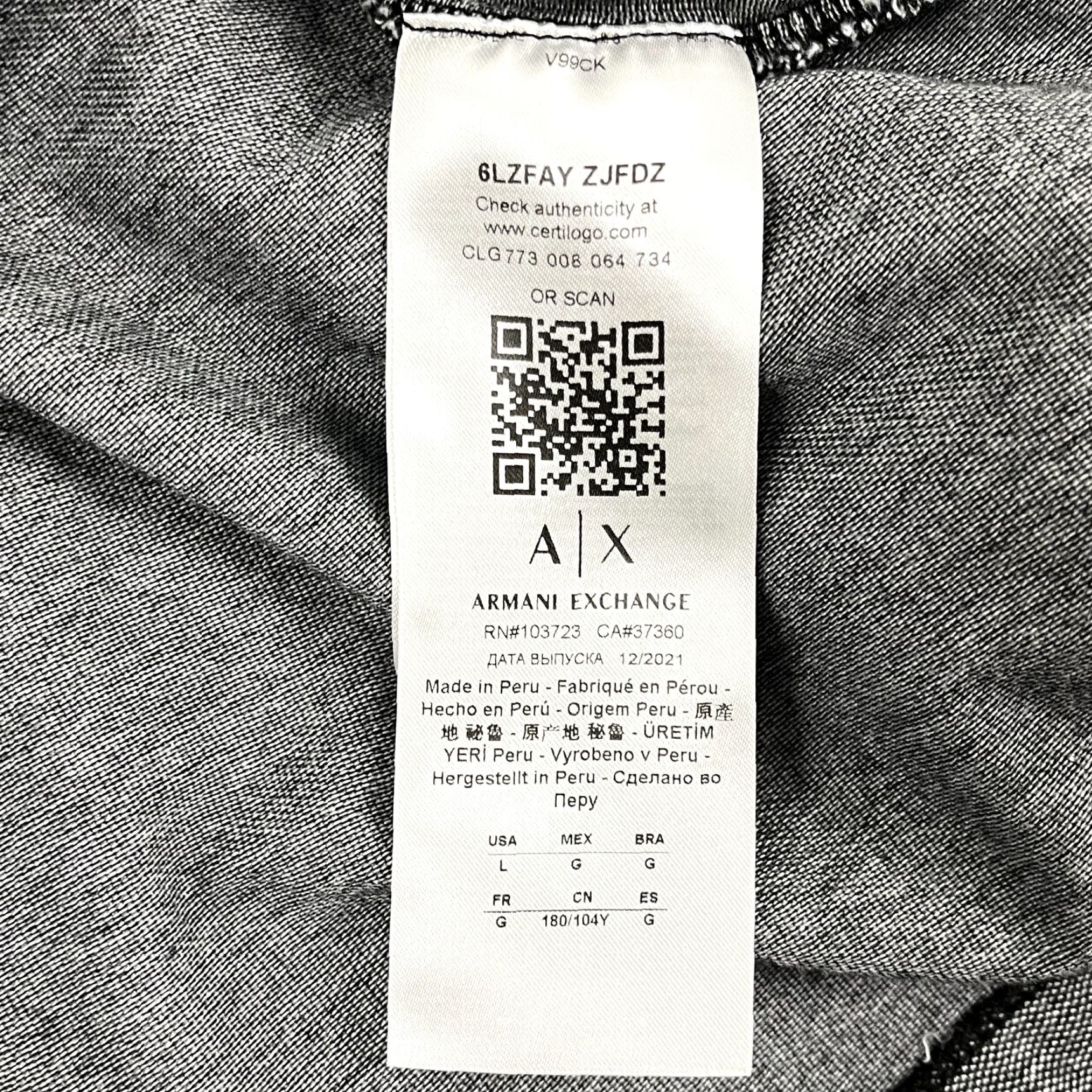 Armani Exchange ARMANI EXCHANGE Polo Shirt Men Large Gray You Me Us Contrast Collar Short Sleeve Size US L / EU 52-54 / 3 - 6 Thumbnail