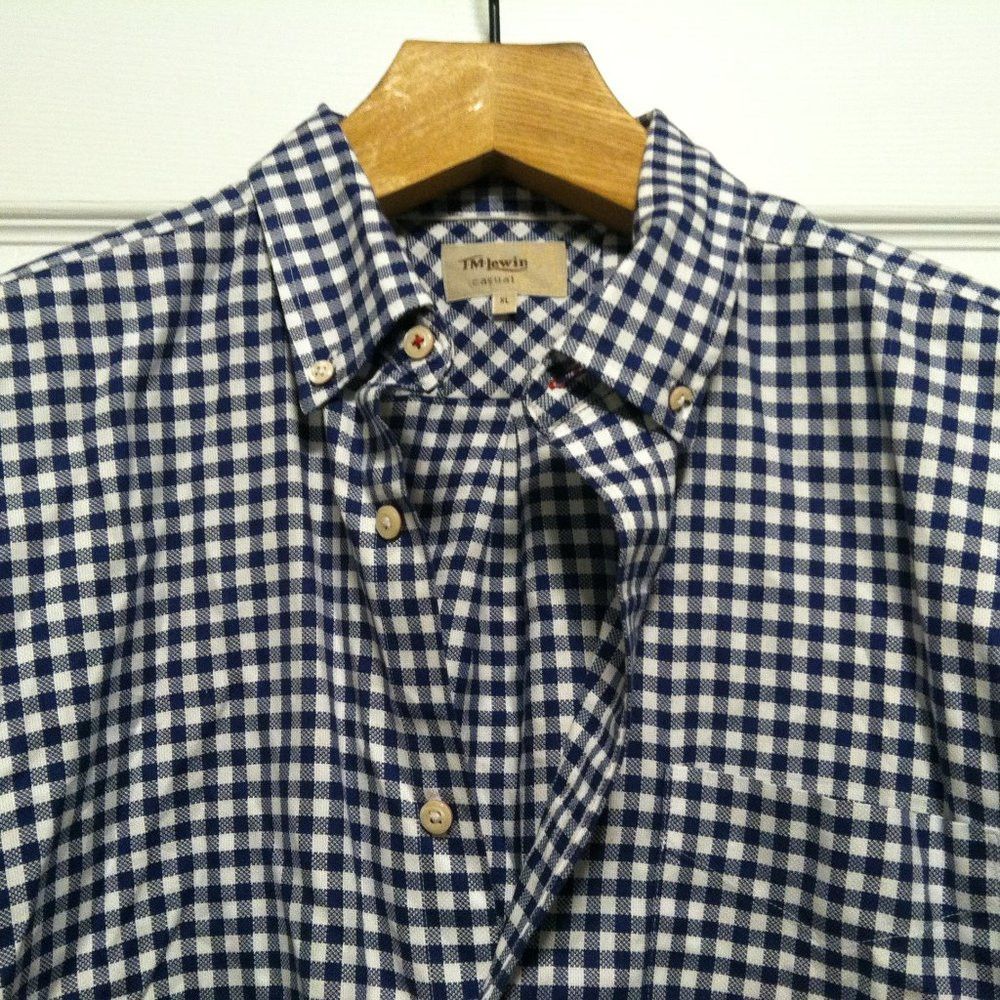 T.M. Lewin T.M.LEWIN MENS BLUE COTTON CASUAL SHIRT SIZE: XL Size US XL / EU 56 / 4 - 2 Thumbnail