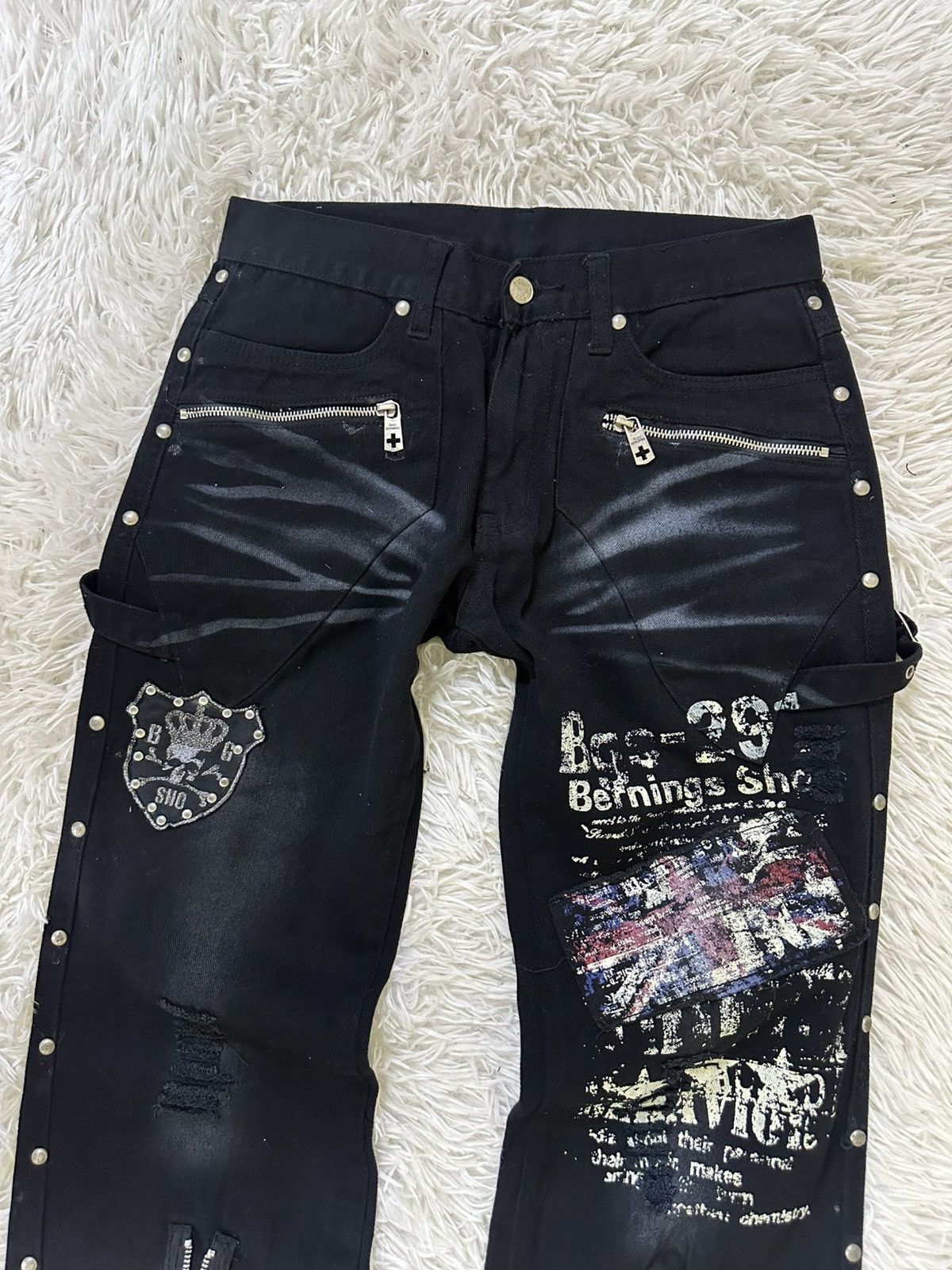 If Six Was Nine rare 2000s i6w9 BERNING SHO flare studded punk jeans Size US 30 / EU 46 - 5 Thumbnail