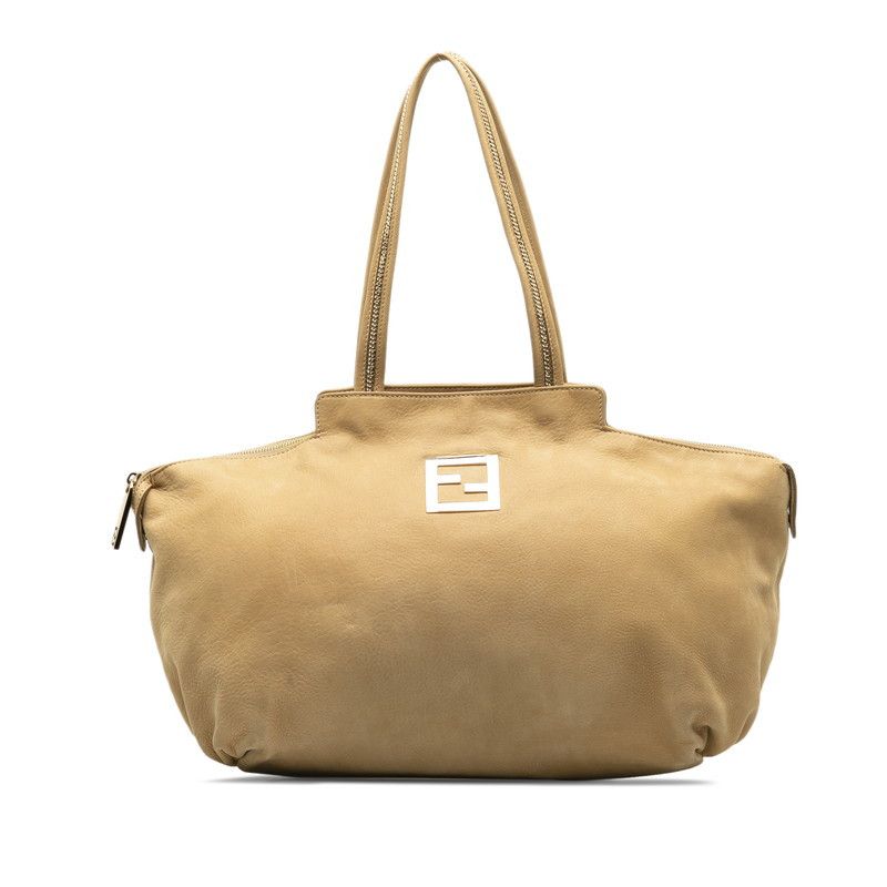 image of Fendi Nubuck Chain Tote in Brown, Women's