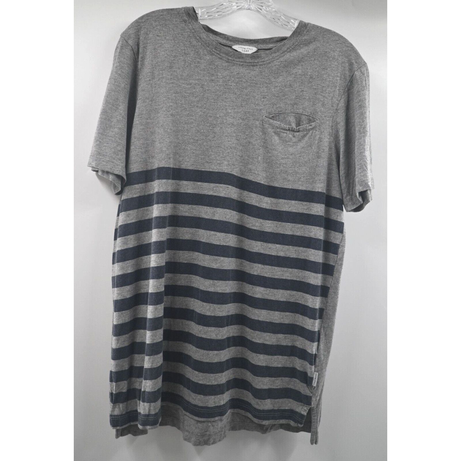 Jack & Jones Jack & Jones Core Gray Navy Longline T-Shirt Pocket Medium Size US M / EU 48-50 / 2 - 1 Thumbnail