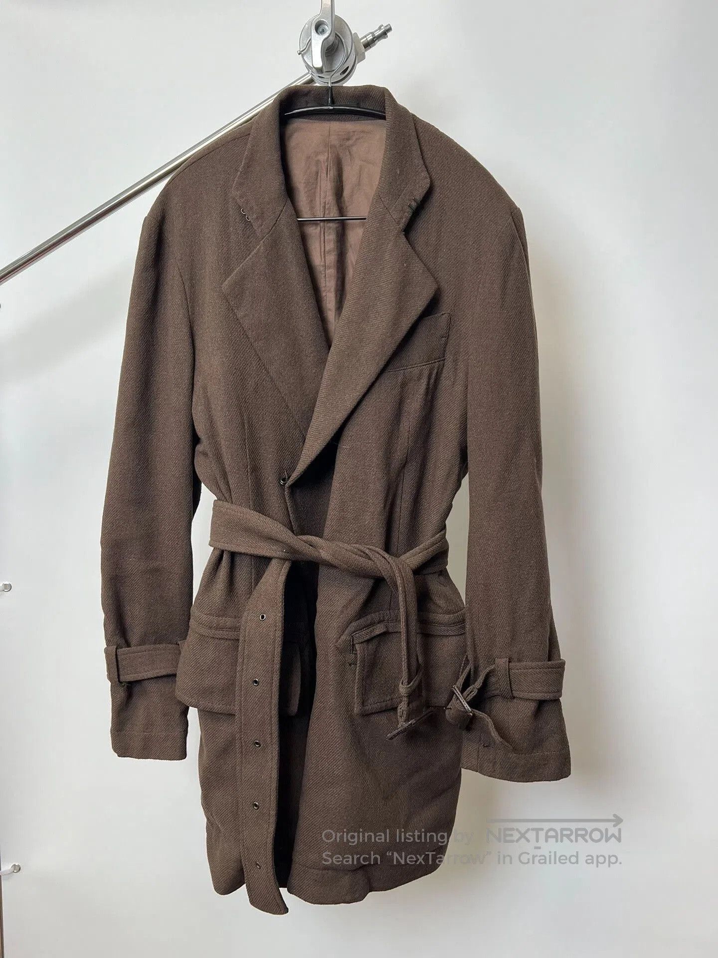 Yohji Yamamoto Adjustable Wool Blend Coat by Yohji Yamamoto. Size L / US 10 / IT 46 - 3 Thumbnail
