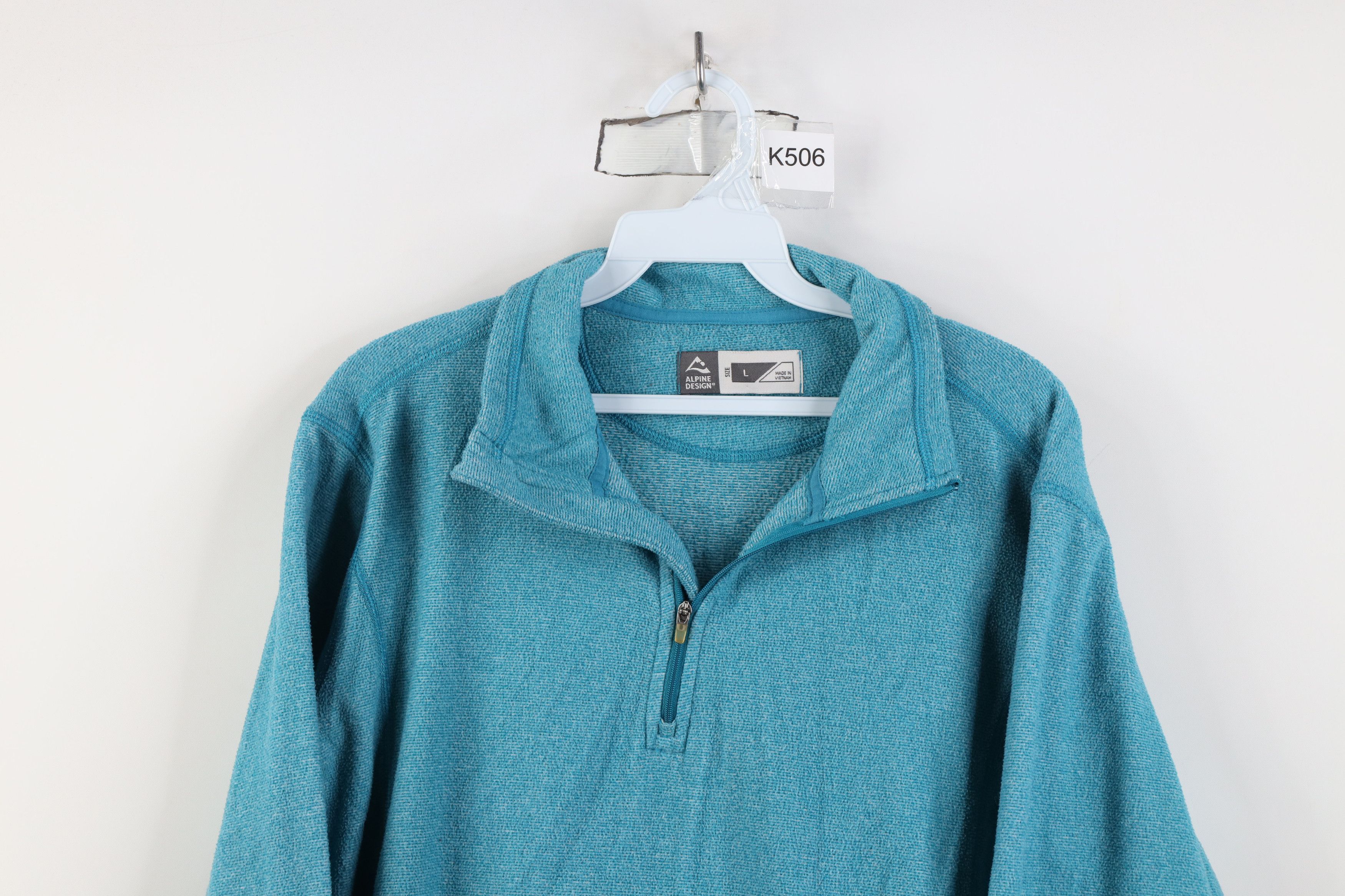 Vintage Alpine Design Fleece 1/4 Half Zip Pullover Sweater Blue Size L / US 10 / IT 46 - 2 Thumbnail