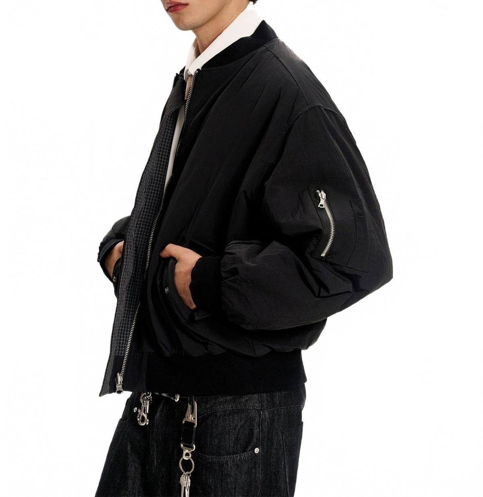 Japanese Brand Black Oversized Bomber Jacket, Reversible Men's Outerwear Size US M / EU 48-50 / 2 - 2 Thumbnail