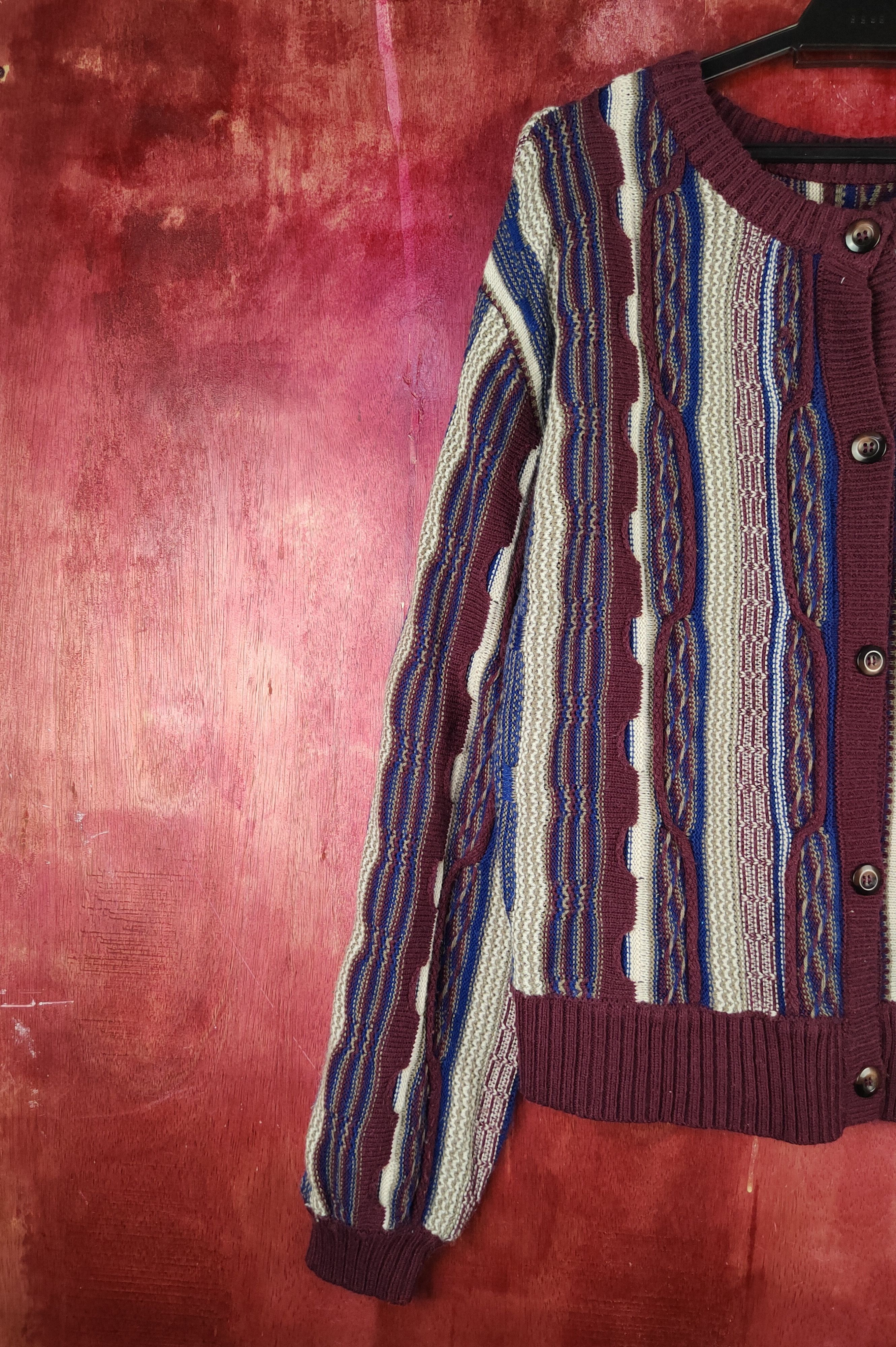 Japanese Brand Urbanity UB Dark Purple Stripes Knitwear like coogi #S1600 Size US M / EU 48-50 / 2 - 3 Thumbnail