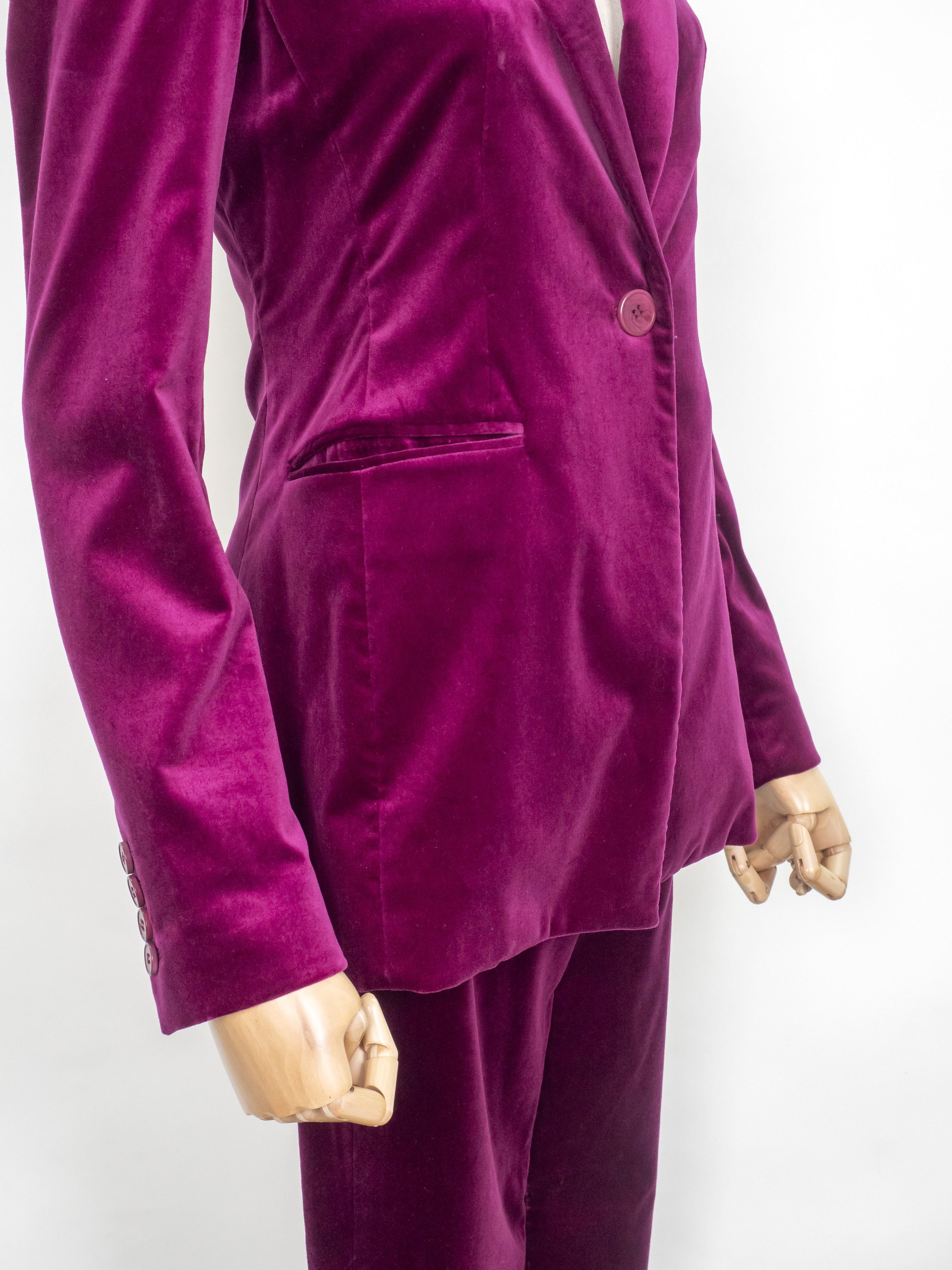 Theory Theory Fuchsia Velvet Slim Fit Pant Suit Size XXS / US 00 / IT 34 - 6 Thumbnail