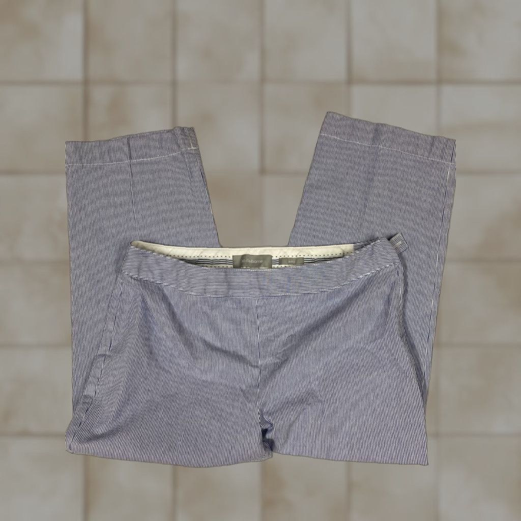 Liz Claiborne Liz Claiborne Womens Pants Capri Blue 8 Striped Bootcut Inseam 22 Regular Knit Cotton Polyester Spandex Casual Vintage No (adjust to allowed words). Size 30" / US 8 / IT 44 - 1 Thumbnail
