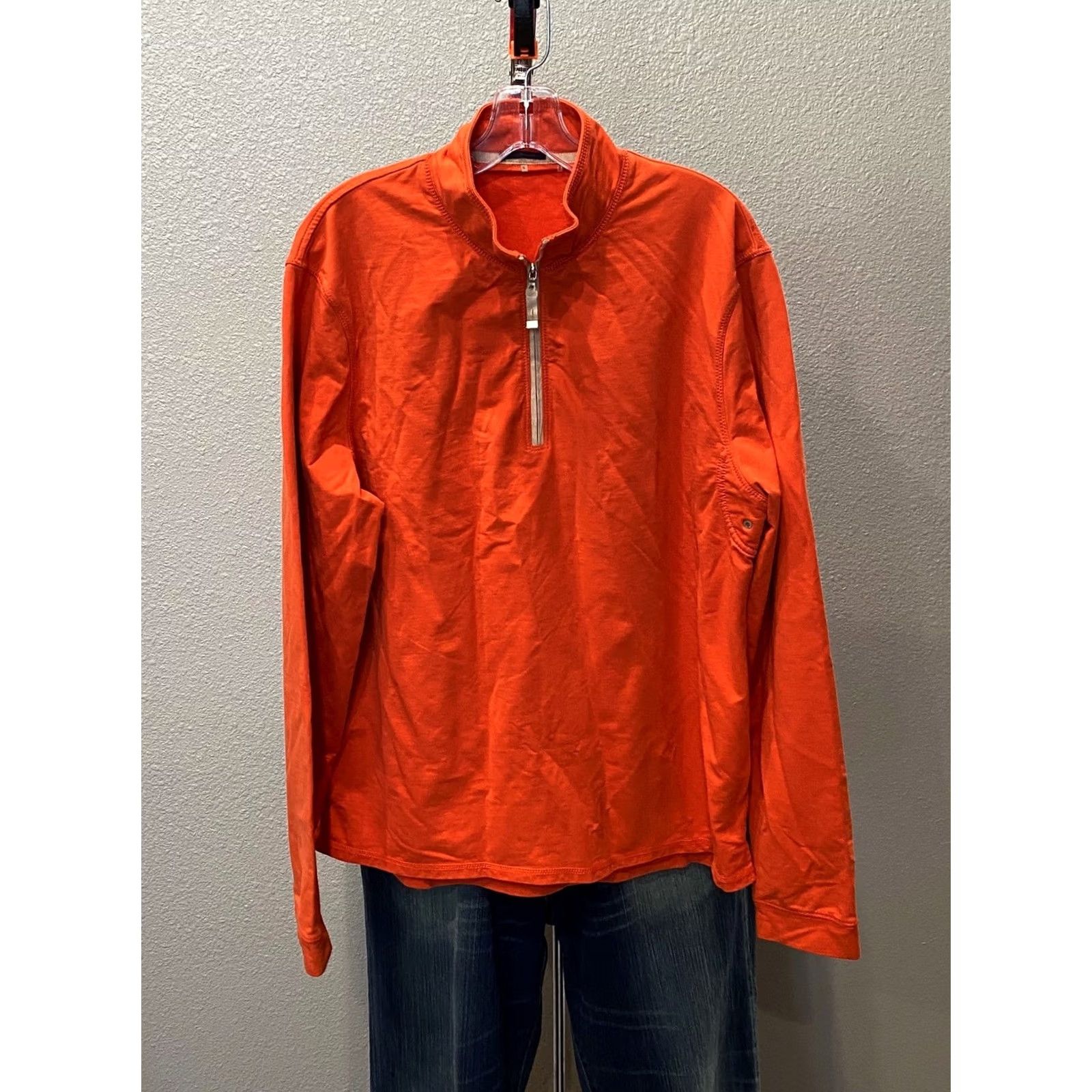 Elie Tahari Elie Tahari Orange Stretch Zippered Mock SWEATER XL Extra Large Mens Size US XL / EU 56 / 4 - 2 Thumbnail