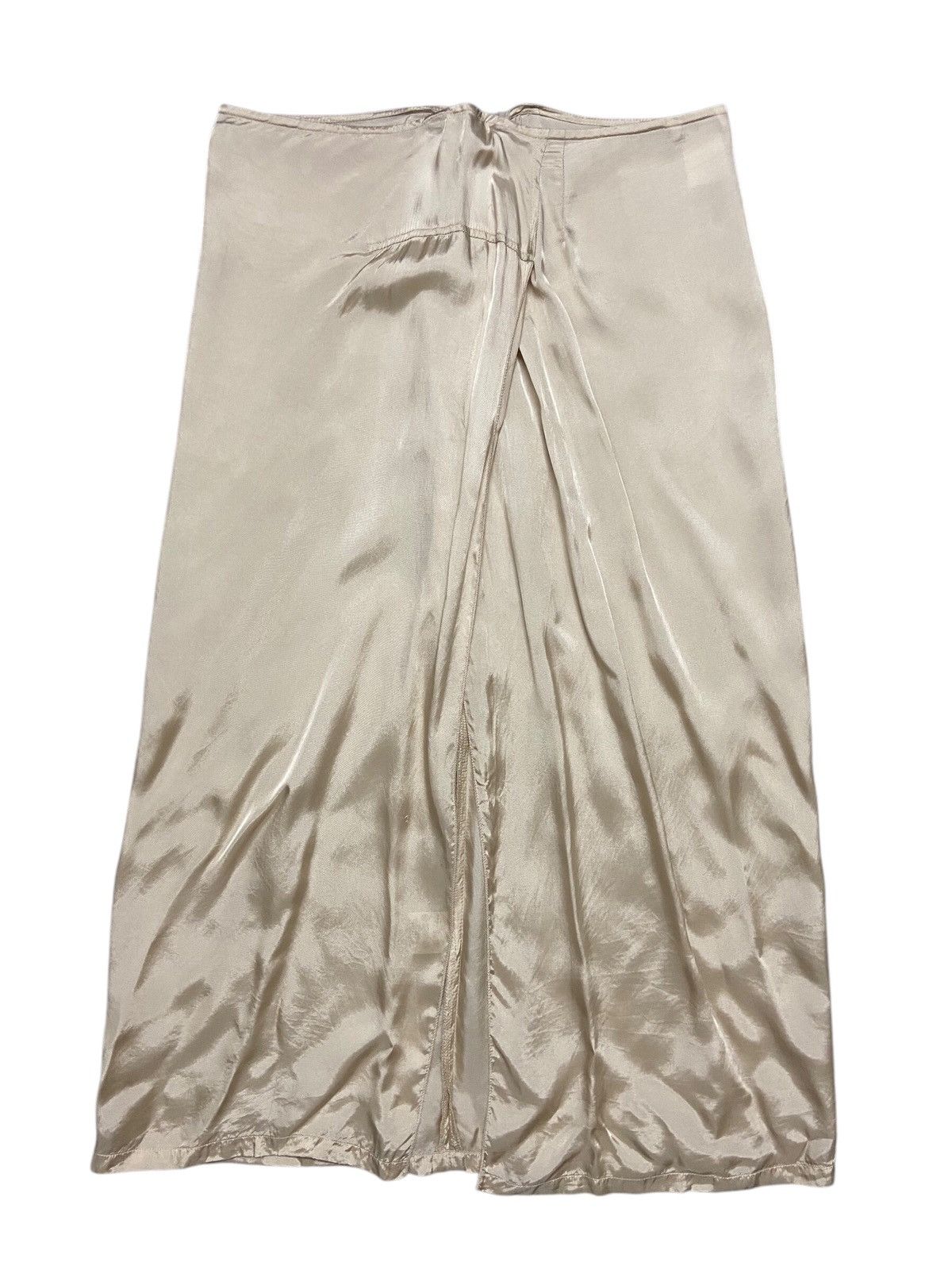Designer × Dries Van Noten Dries Van Noten Gold Silk Midi Skirt Size 31" - 3 Thumbnail