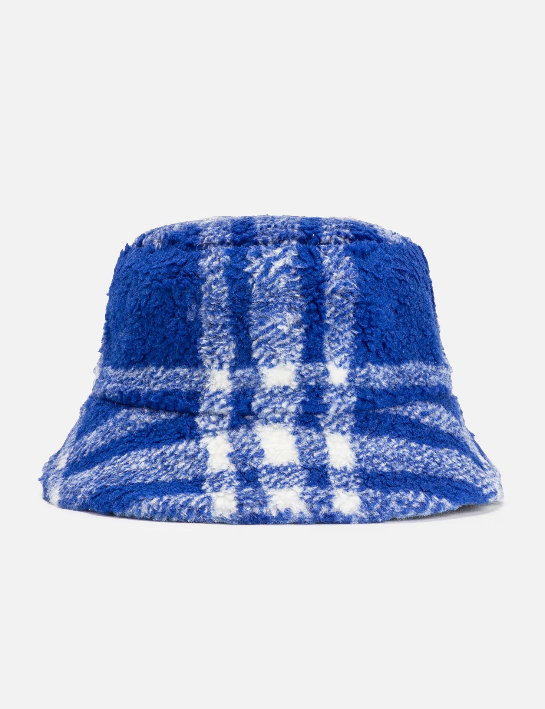 Burberry BURBERRY black blue nylon fleece check reversible bucket hat Size ONE SIZE - 2 Thumbnail