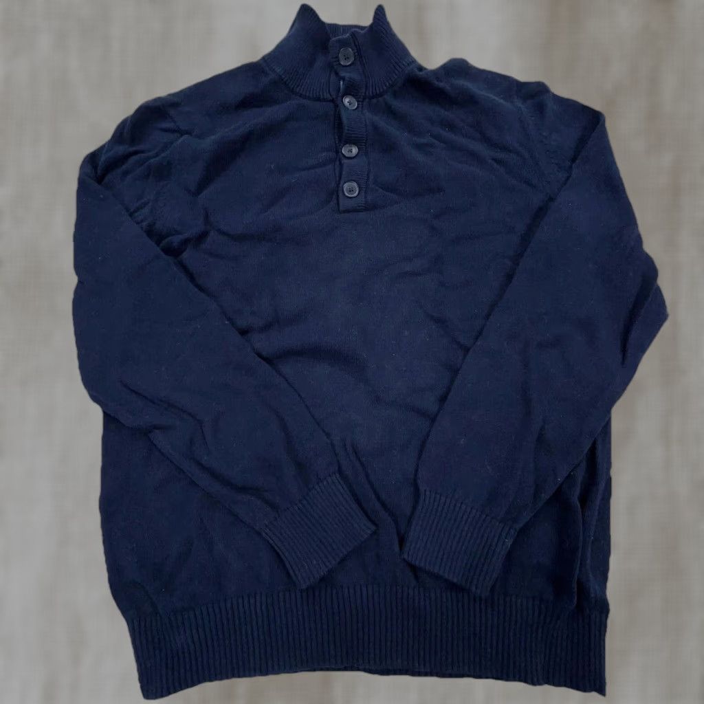 Banana Republic Banana Republic Sweater Men Medium Navy Blue Henley Knit Pullover Heavy Sailor Size US M / EU 48-50 / 2 - 1 Thumbnail