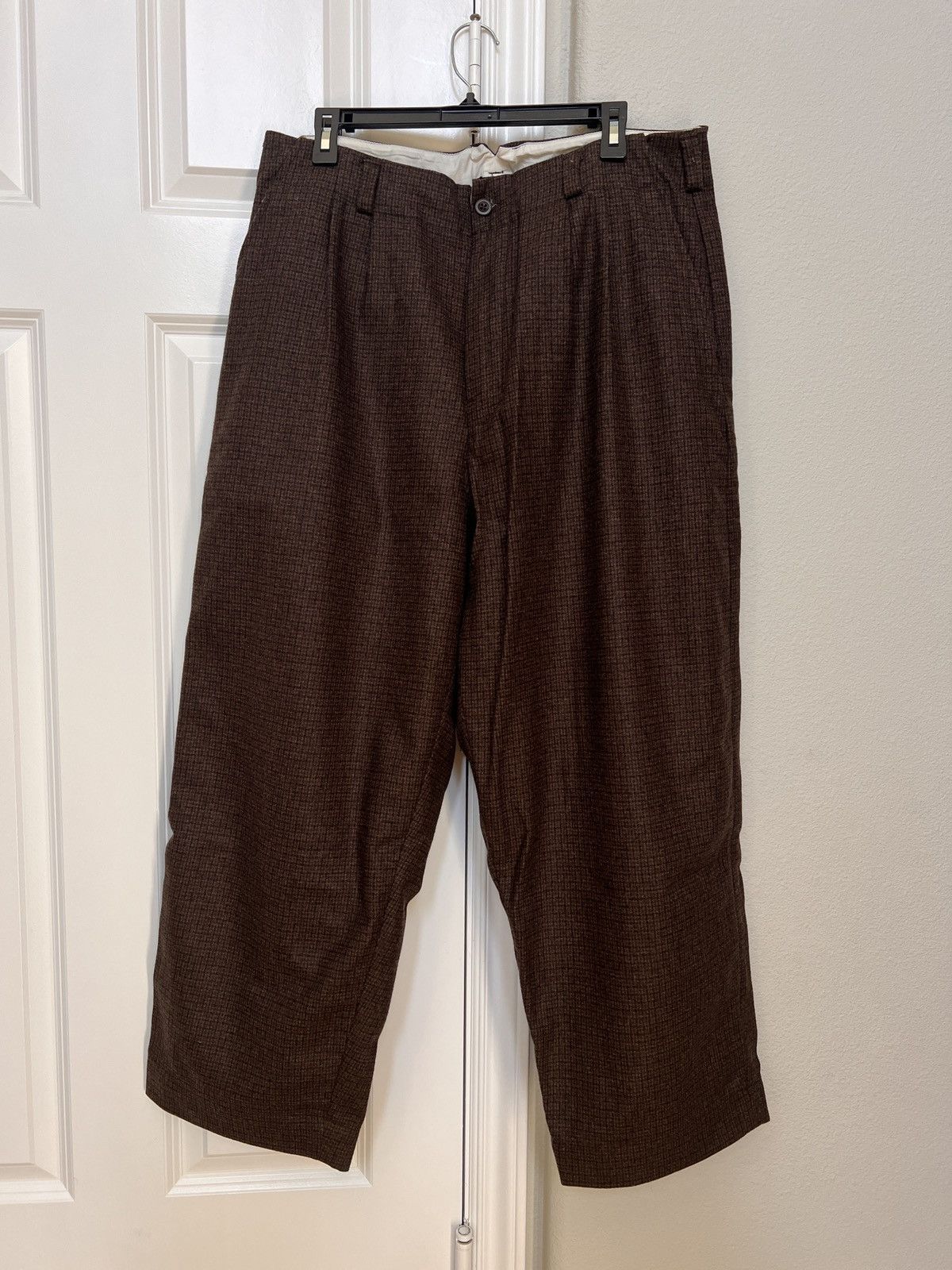 Evan Kinori Fox superfine merino check two pleat pant 34 Size US 34 / EU 50 - 1 Thumbnail