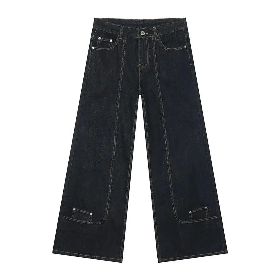 Japanese Brand Retro wide leg straight leg jeans Size US 32 / EU 48 - 5 Thumbnail